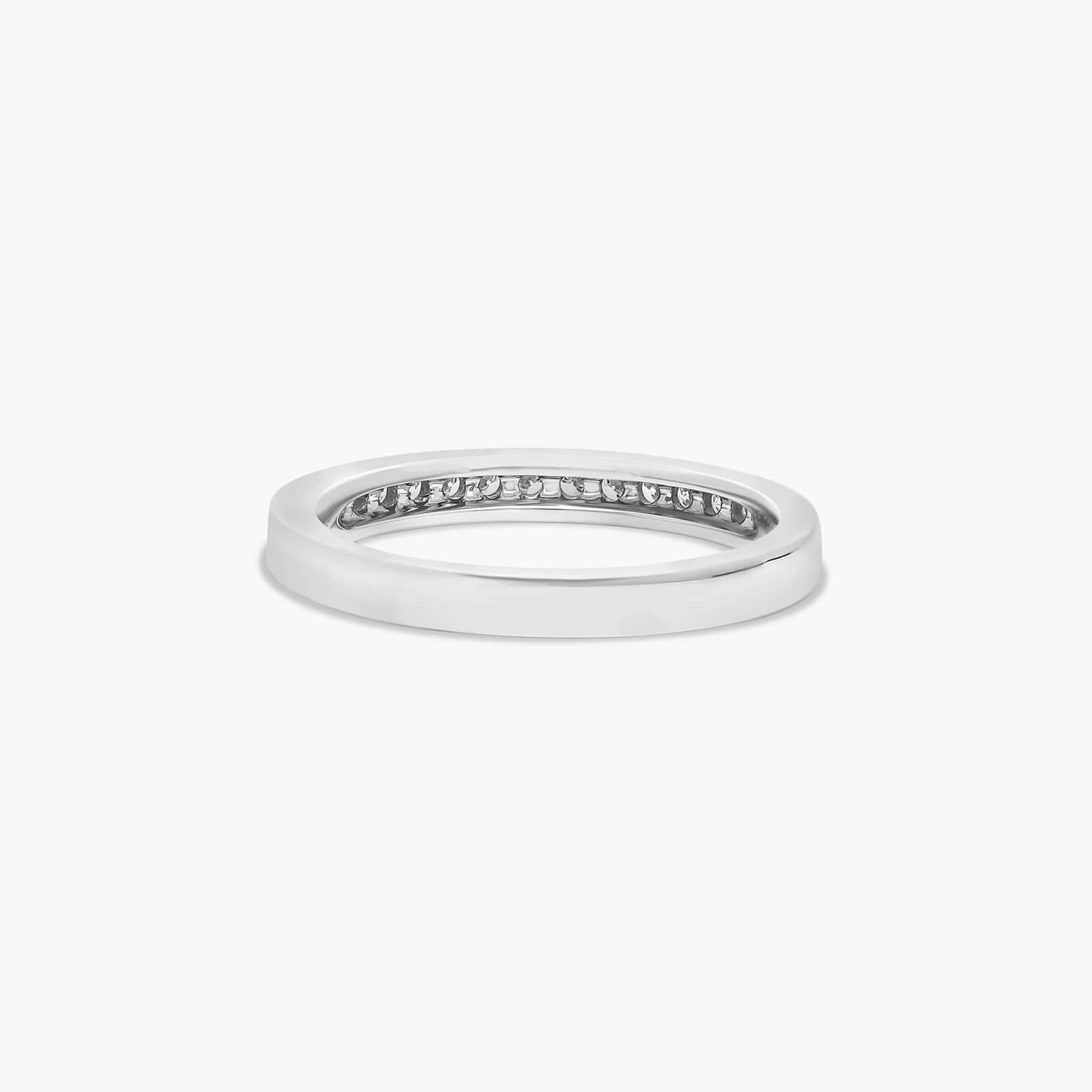 18K White Gold Round Raised Pavé Matching Wedding Band