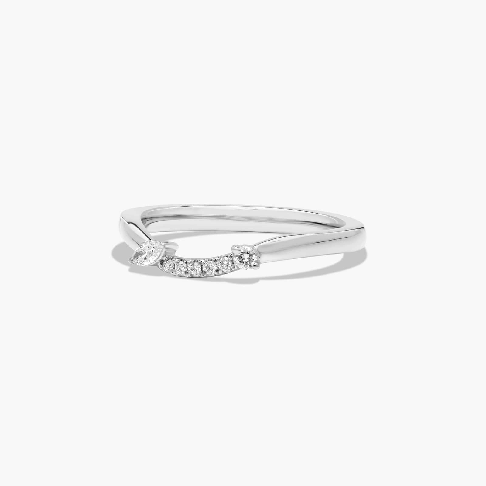 Accent Wedding Ring With Marquise Cut Diamonds In 18K White Gold (1.50mm)