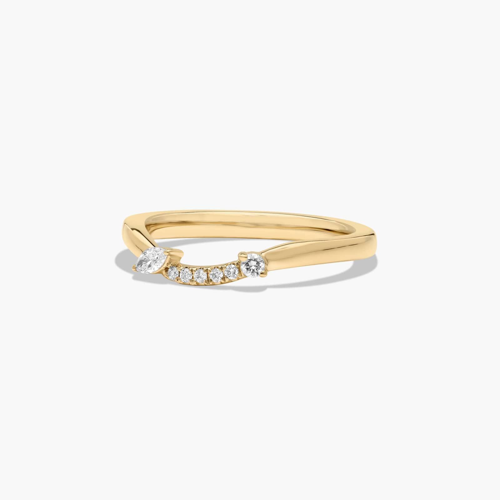 Accent Wedding Ring With Marquise Cut Diamonds In 14K Yellow Gold (1.50mm)