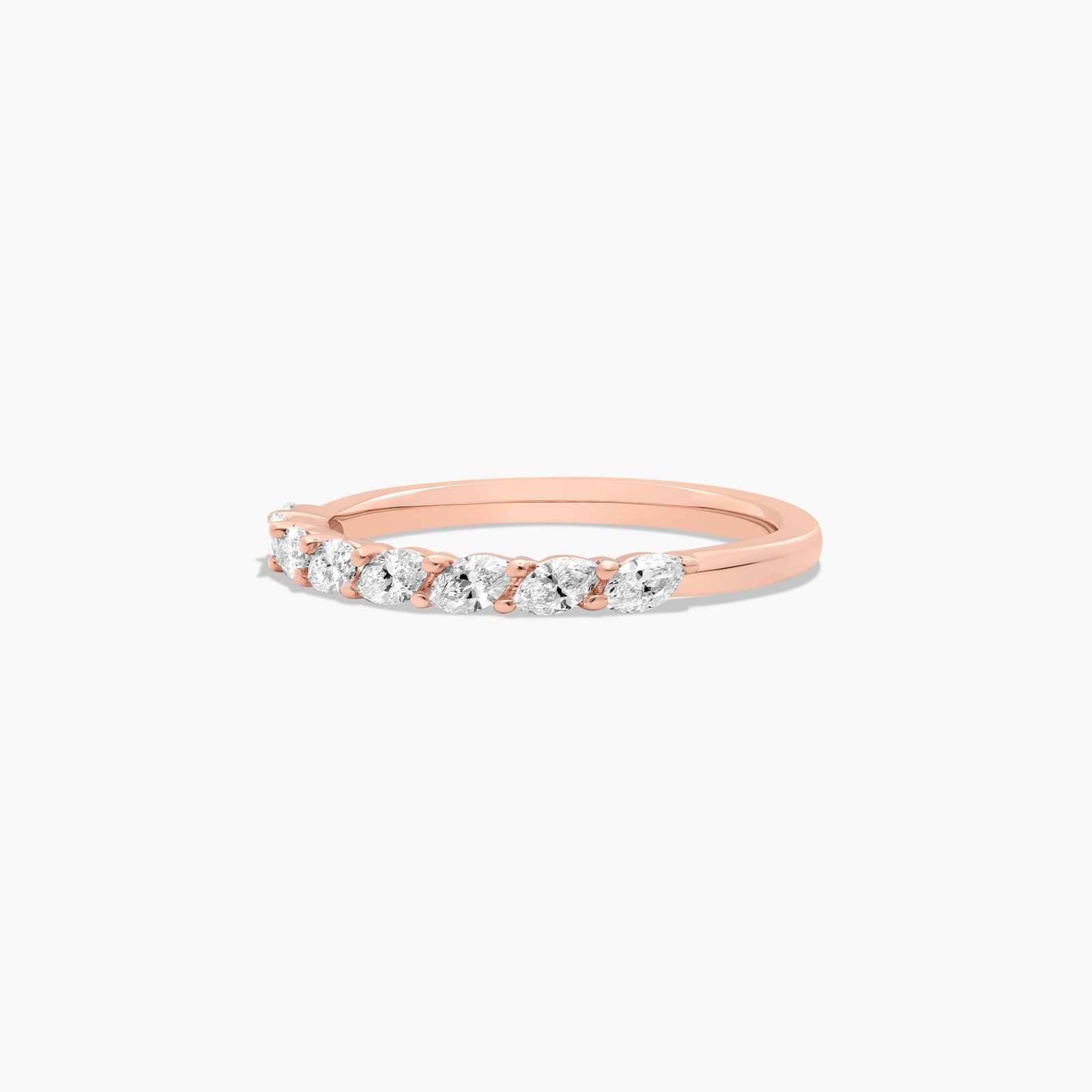 Drifting Wedding Ring With Marquise Cut Diamonds In 14K Rose Gold (2.00mm)