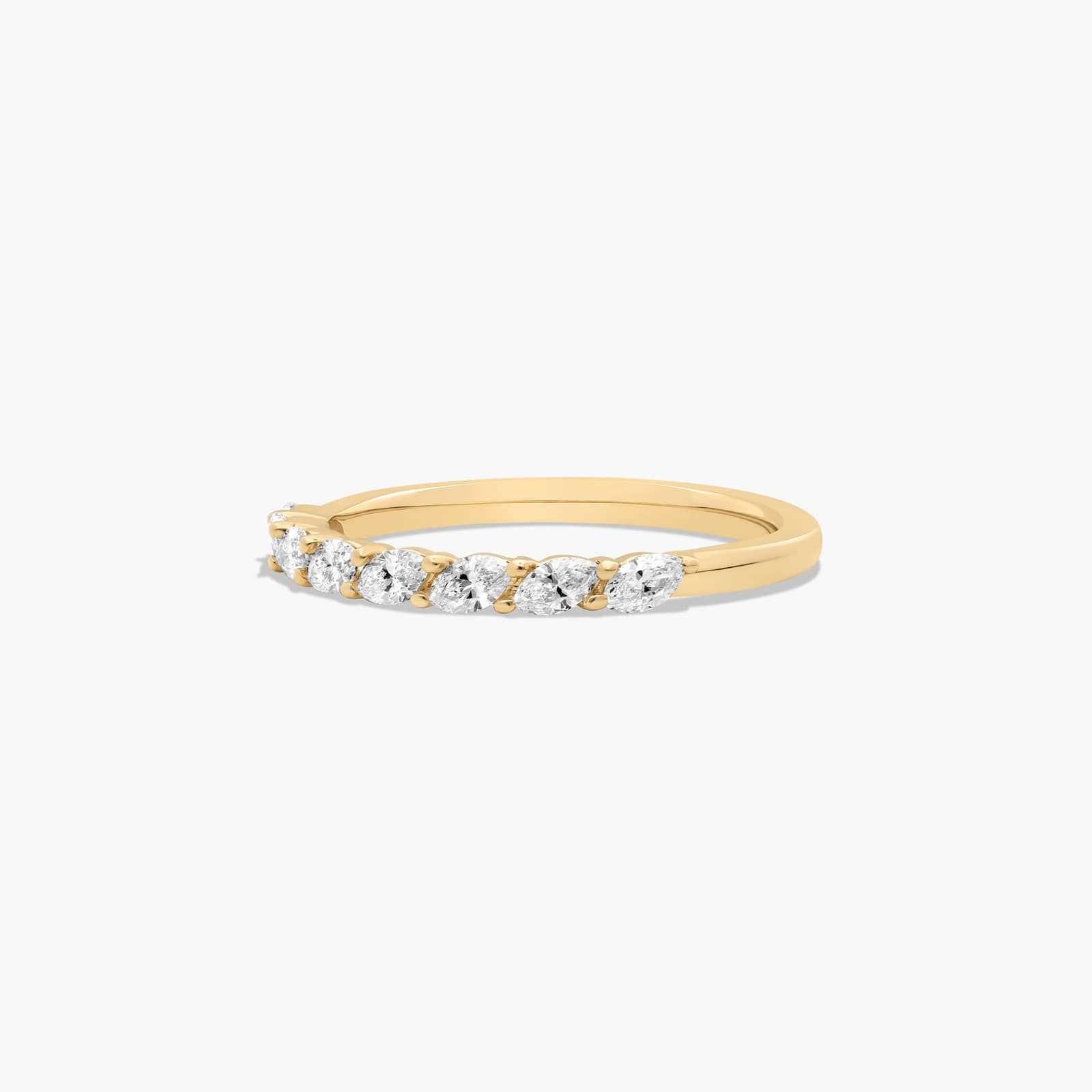 Drifting Wedding Ring With Marquise Cut Diamonds In 18K Yellow Gold (2.00mm)