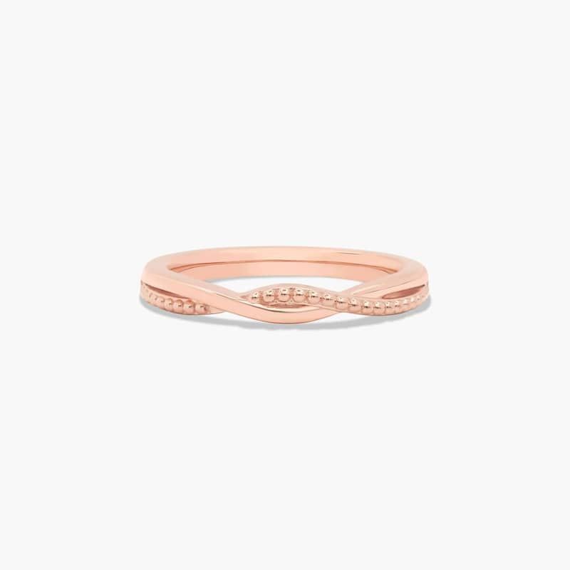 Vintage Ribbon Diamond Wedding Ring In 14K Rose Gold (2.00mm)