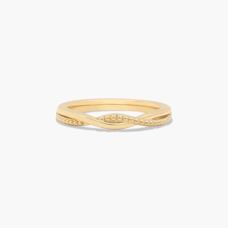 Vintage Ribbon Diamond Wedding Ring In 14K Yellow Gold (2.00mm)