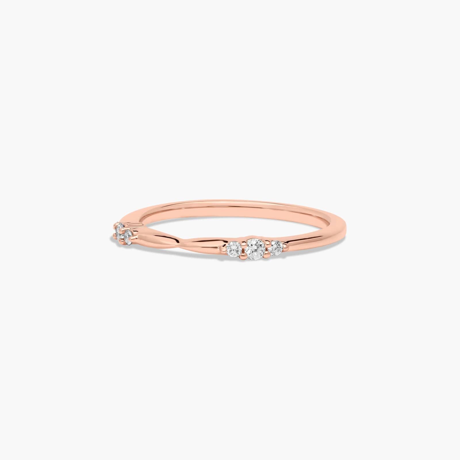 Accent Diamond Wedding Ring In 14K Rose Gold (1.50mm)