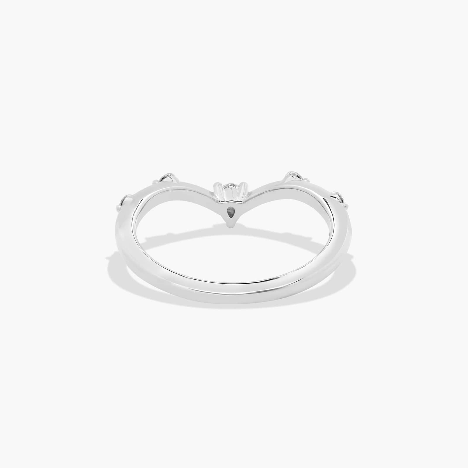 Chevron Station Diamond Wedding Ring In 18K White Gold (1.50mm)