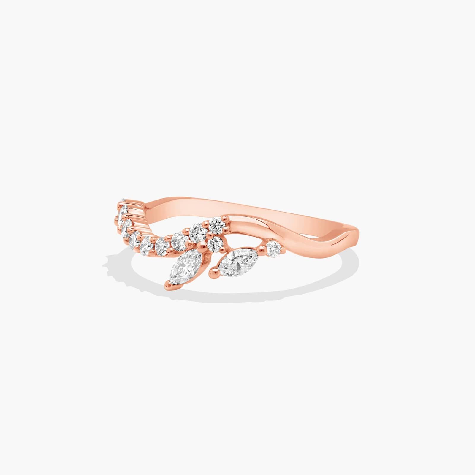 Pavé and Marquise Diamond Wedding Ring In 14K Rose Gold (1.50mm)