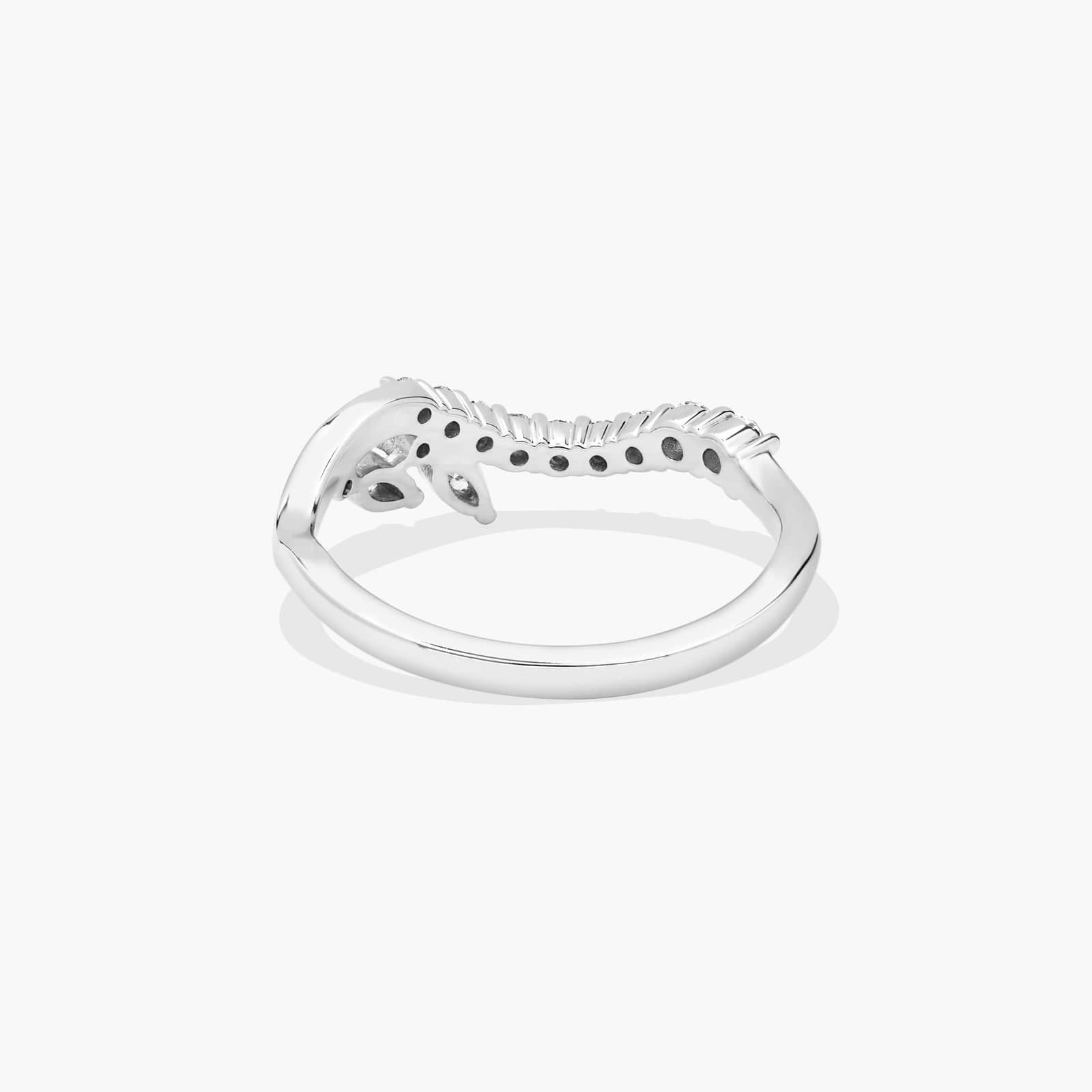 Pavé and Marquise Diamond Wedding Ring In 14K White Gold (1.50mm)