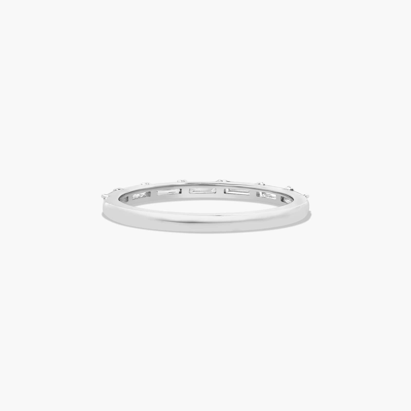 Floating Line Diamond Wedding Ring In 18K White Gold (2.00mm)
