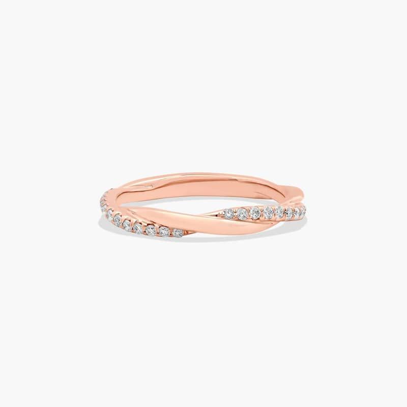Twisted Pavé Diamond Wedding Ring In 14K Rose Gold (2.00mm)