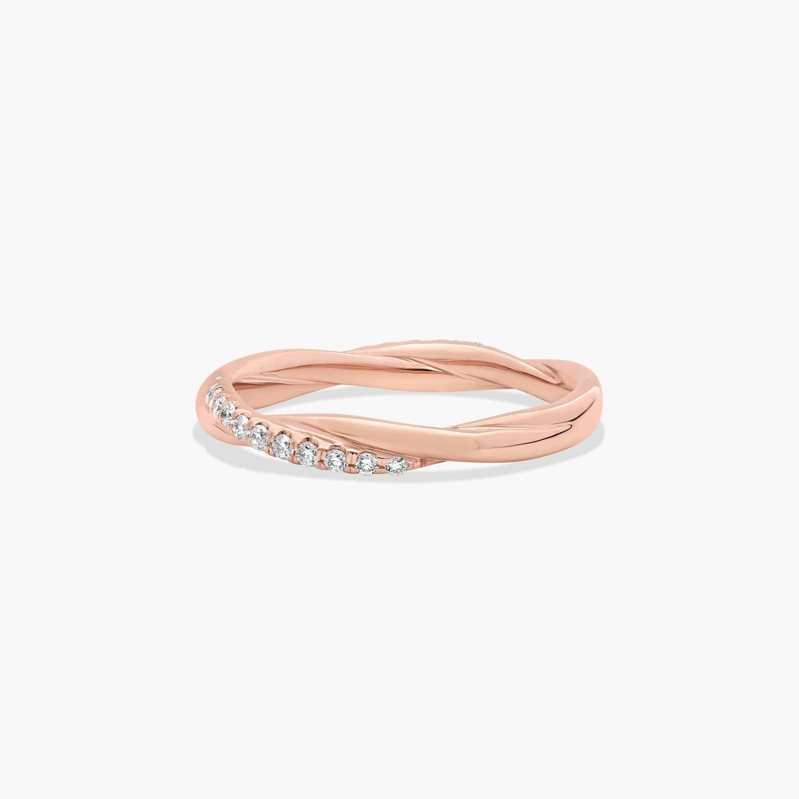 Twisted Pavé Diamond Wedding Ring In 14K Rose Gold (2.00mm)