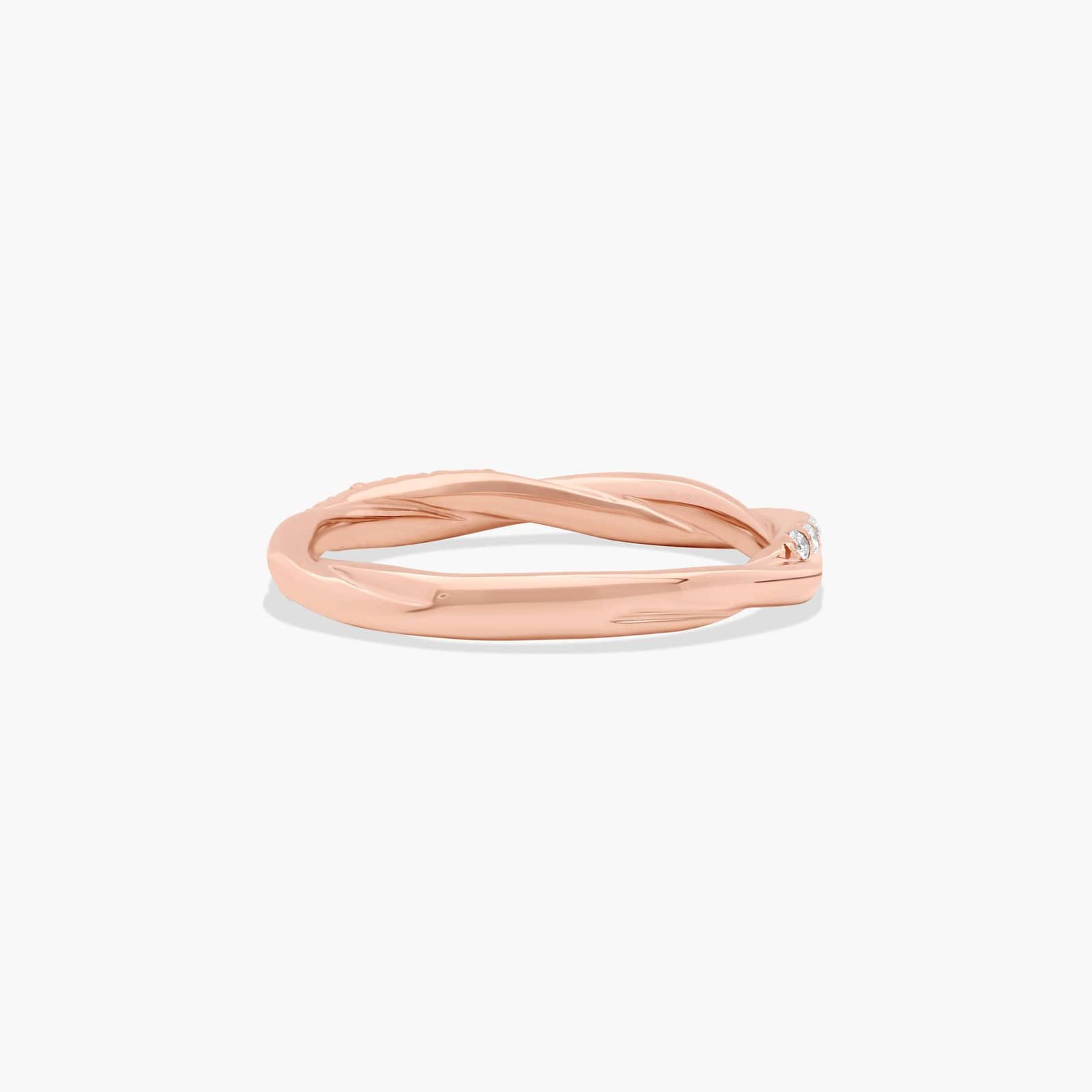 Twisted Pavé Diamond Wedding Ring In 14K Rose Gold (2.00mm)