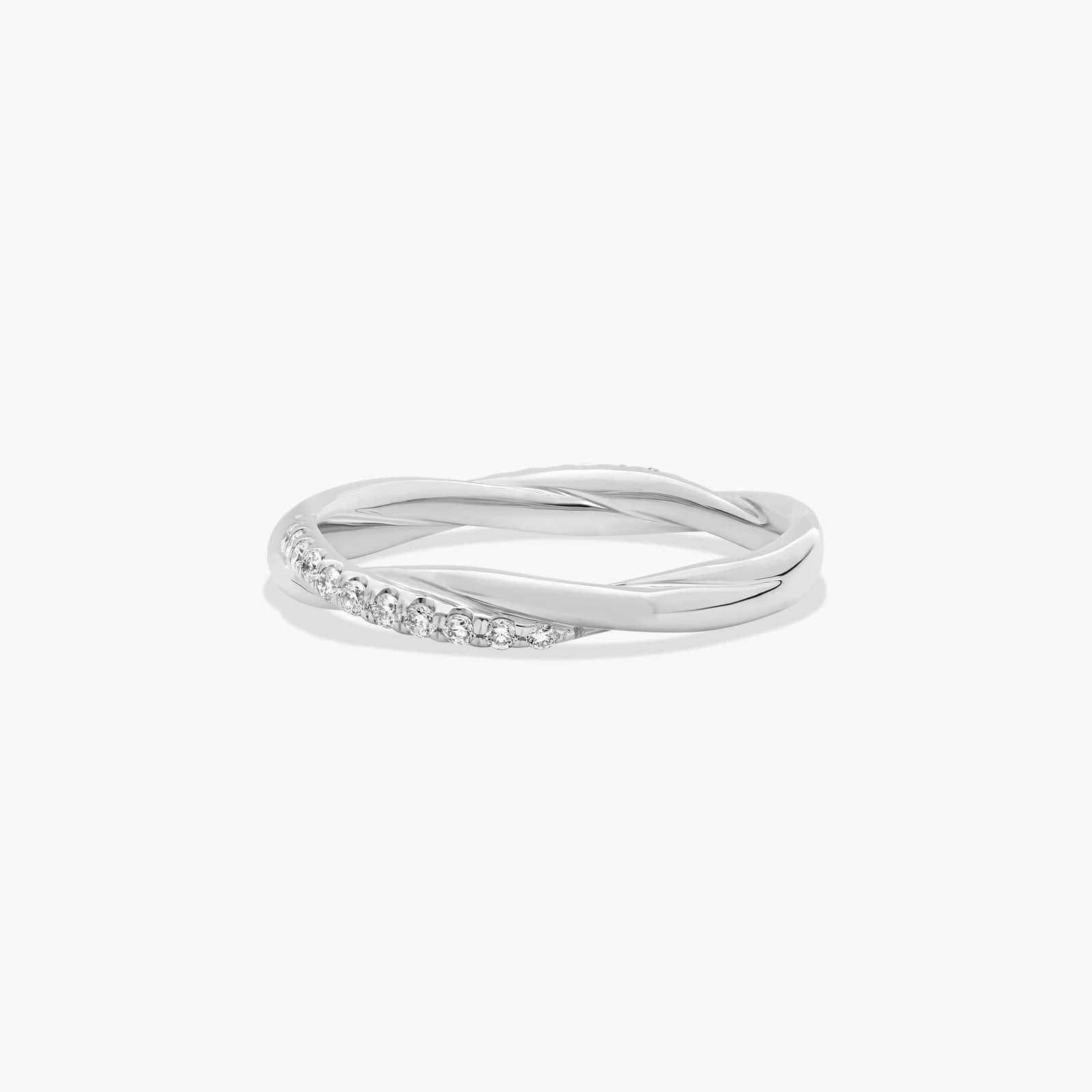 Twisted Pavé Diamond Wedding Ring In 18K White Gold (2.00mm)