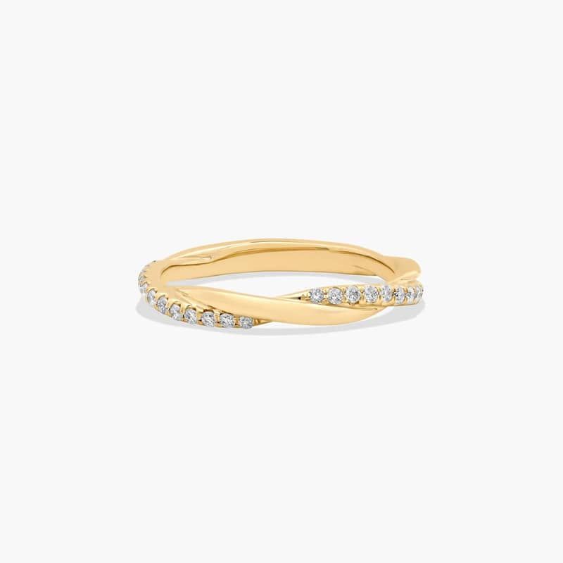 Twisted Pavé Diamond Wedding Ring In 14K Yellow Gold (2.00mm)
