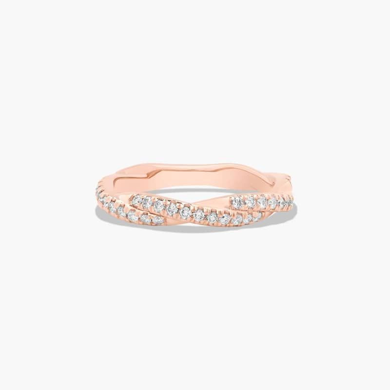 Pavé Rope Diamond Wedding Ring In 14K Rose Gold (2.60mm)