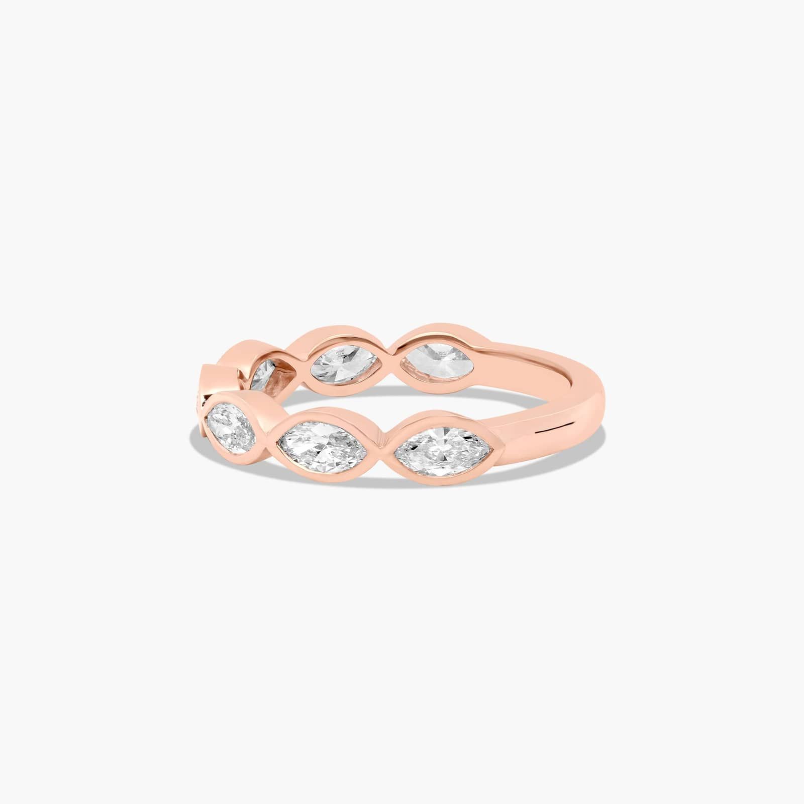 Bezel Set Wedding Ring With Marquise Cut Diamonds In 14K Rose Gold (2.00mm)