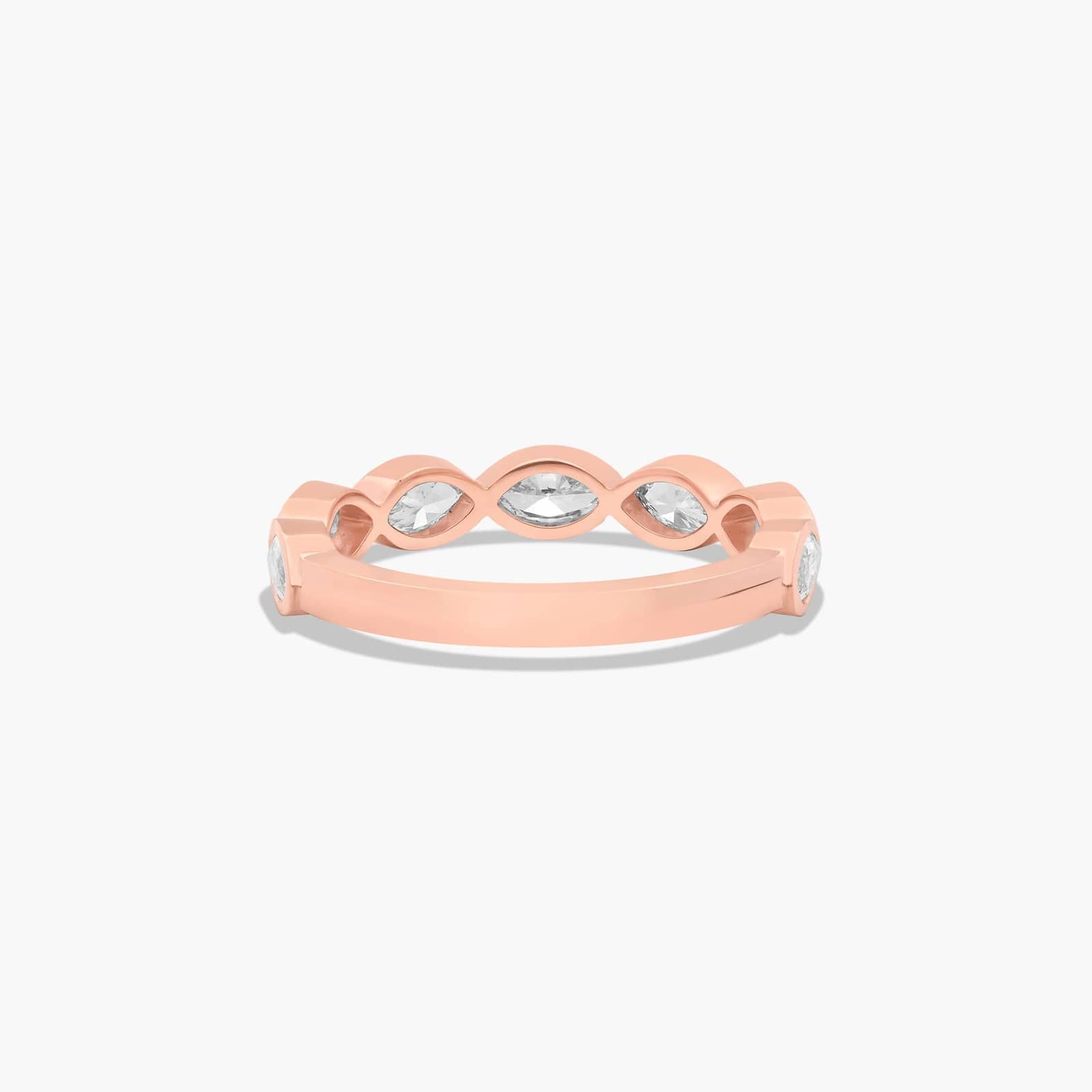 Bezel Set Wedding Ring With Marquise Cut Diamonds In 14K Rose Gold (2.00mm)