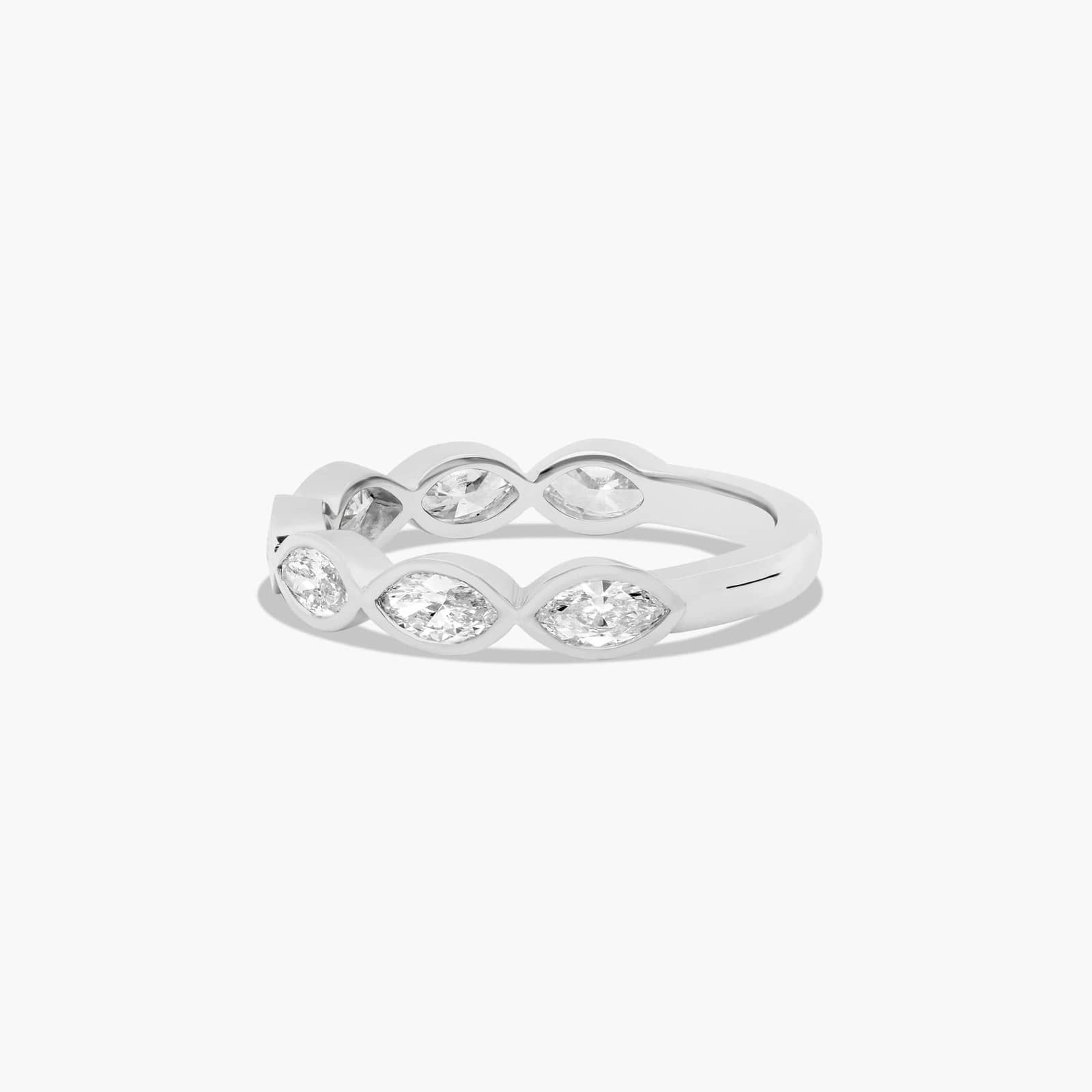 Bezel Set Wedding Ring With Marquise Cut Diamonds In Platinum (2.00mm)
