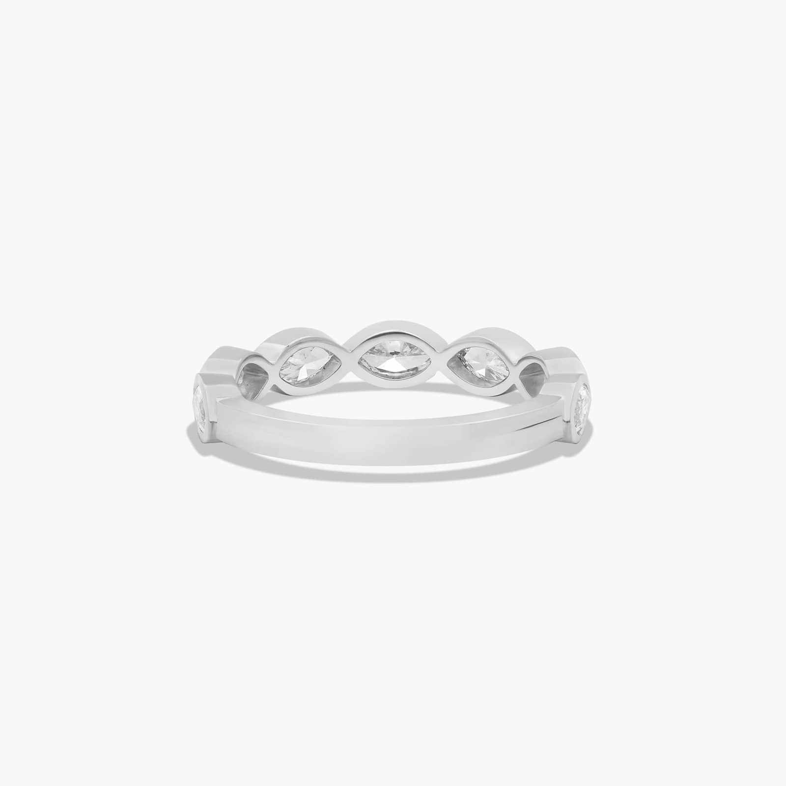 Bezel Set Wedding Ring With Marquise Cut Diamonds In Platinum (2.00mm)