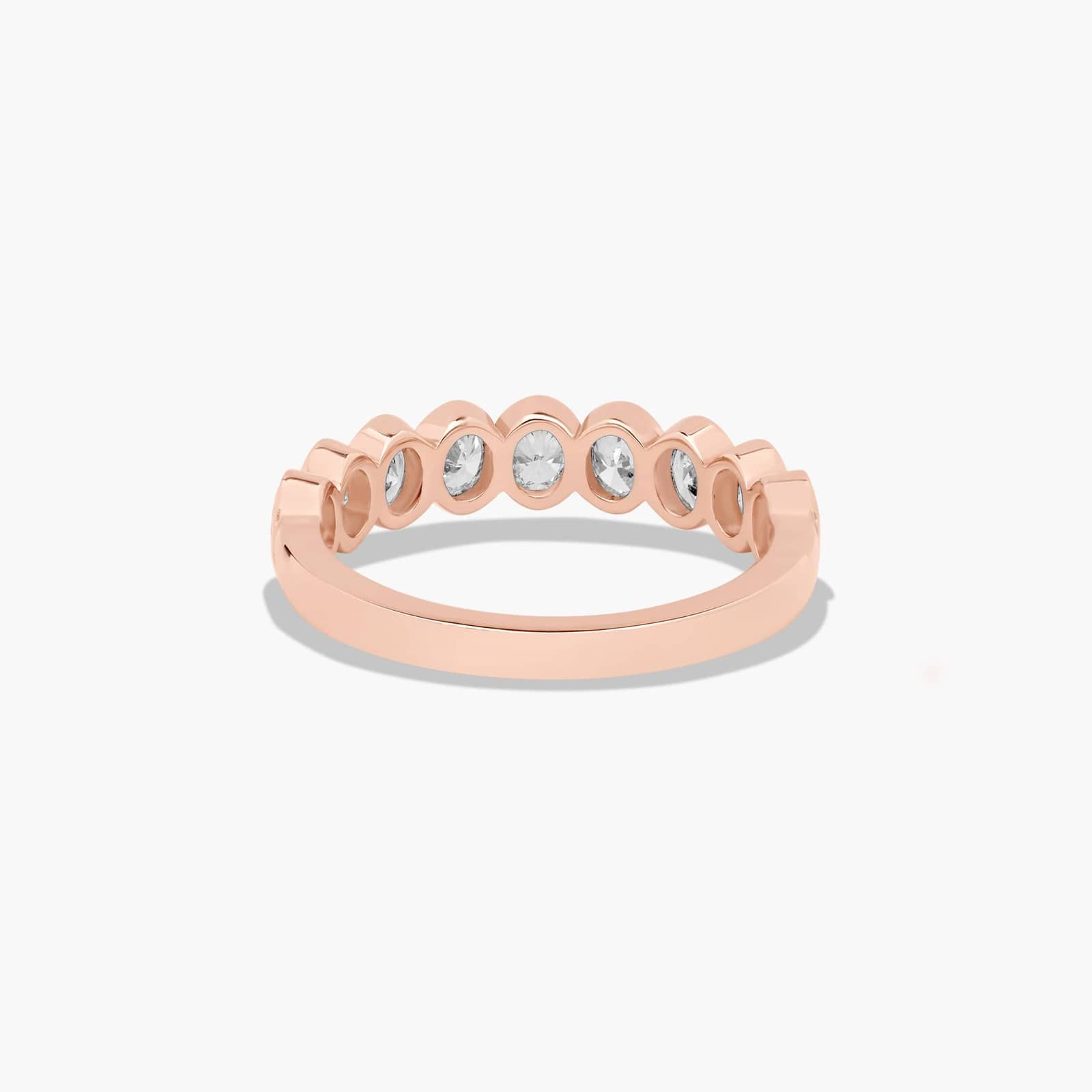 Bezel Set Wedding Ring With Oval Cut Diamonds In 14K Rose Gold (2.00mm)