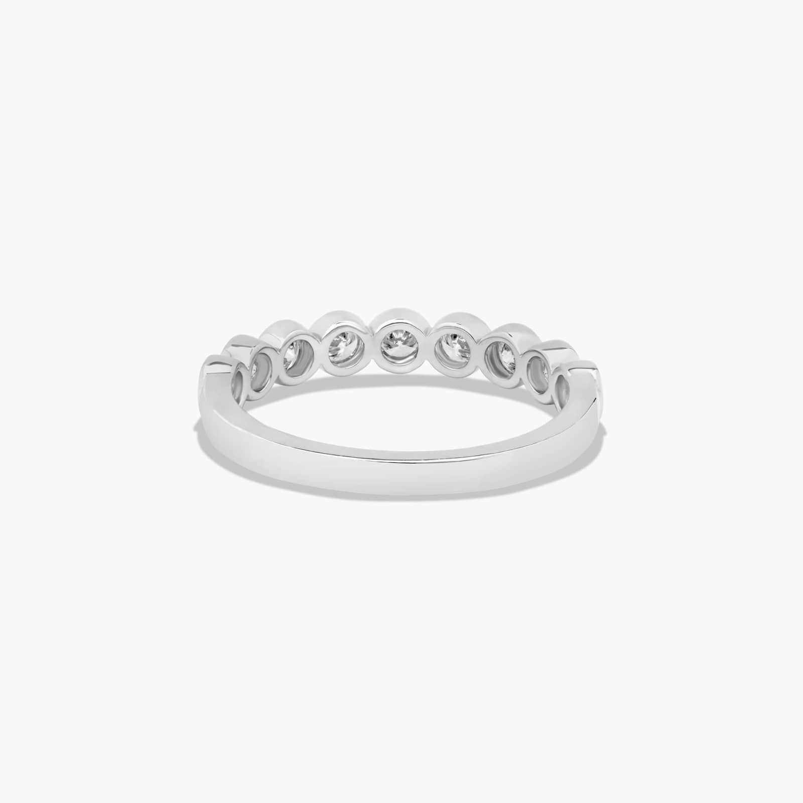 Bezel Set Wedding Ring With Round Diamonds In 18K White Gold (2.00mm)