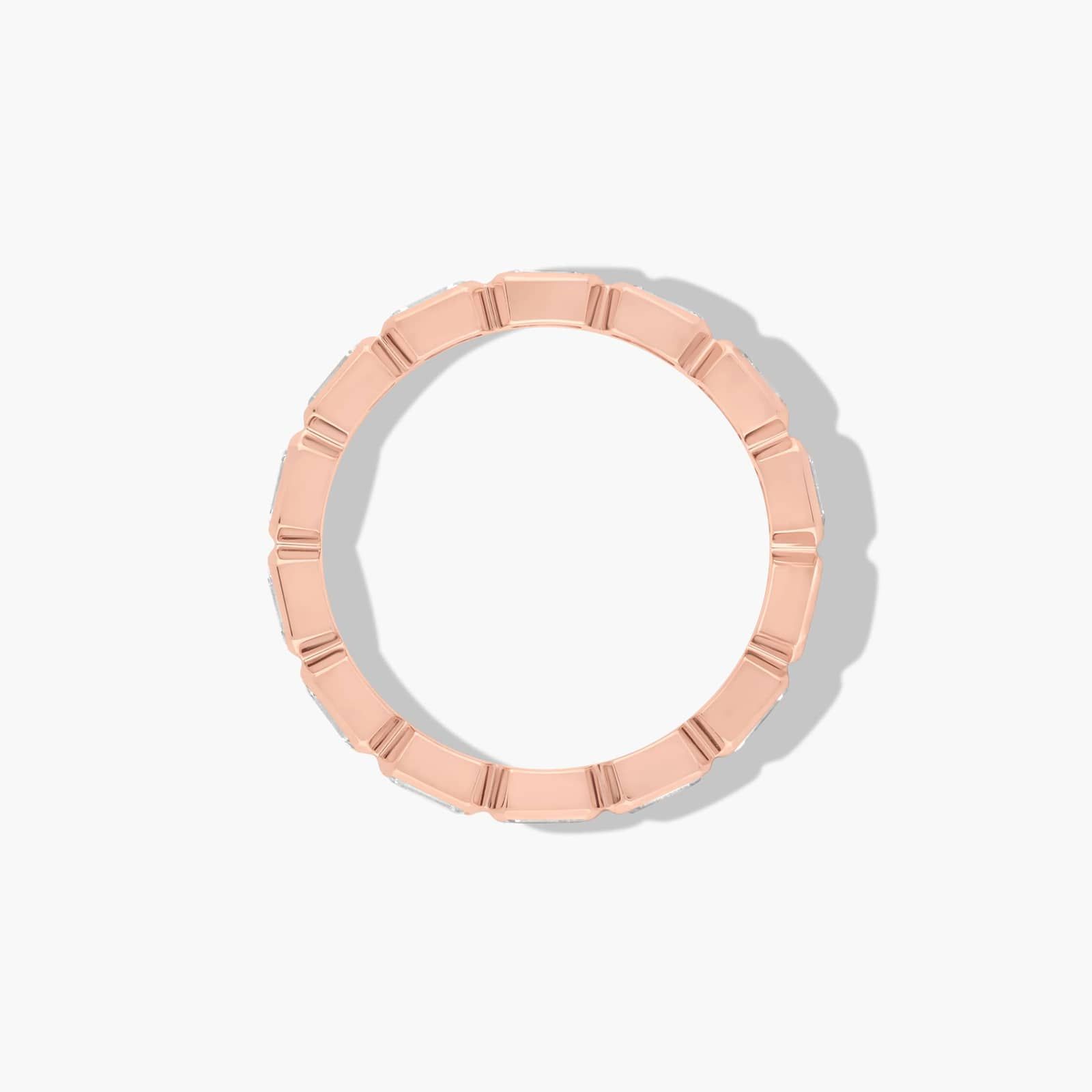 Bezel Set Eternity Ring With Emerald Cut Diamonds In 14K Rose Gold (3.50mm)