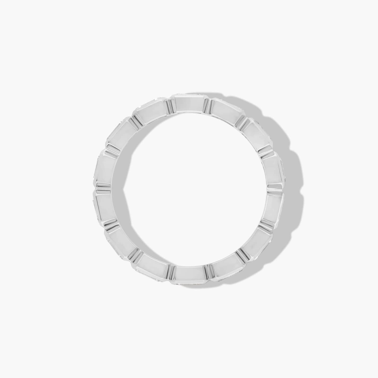 Bezel Set Eternity Ring With Emerald Cut Diamonds In 18K White Gold (3.50mm)