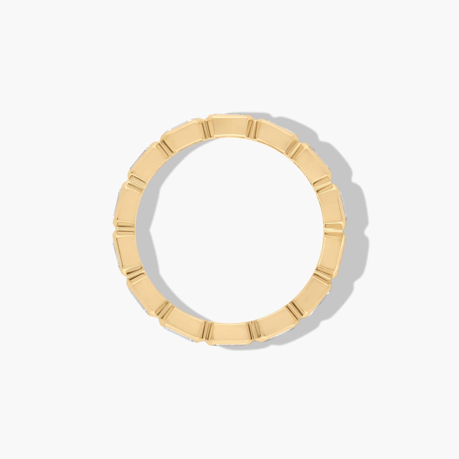 Bezel Set Eternity Ring With Emerald Cut Diamonds In 18K Yellow Gold (3.50mm)