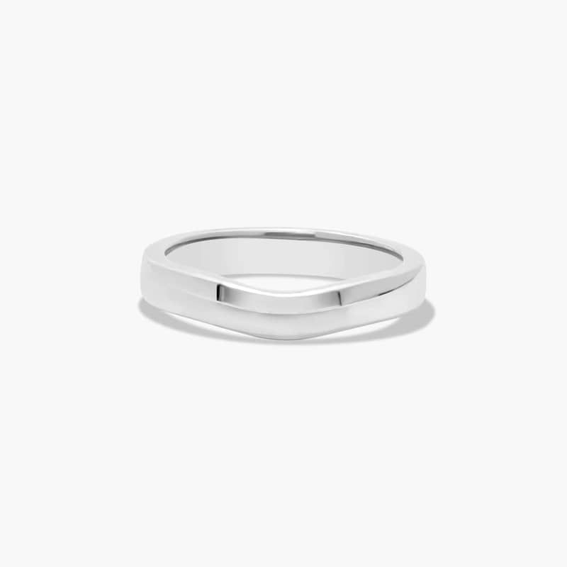 Cross Prong Thin Wedding Ring In 14K White Gold (3.00mm)