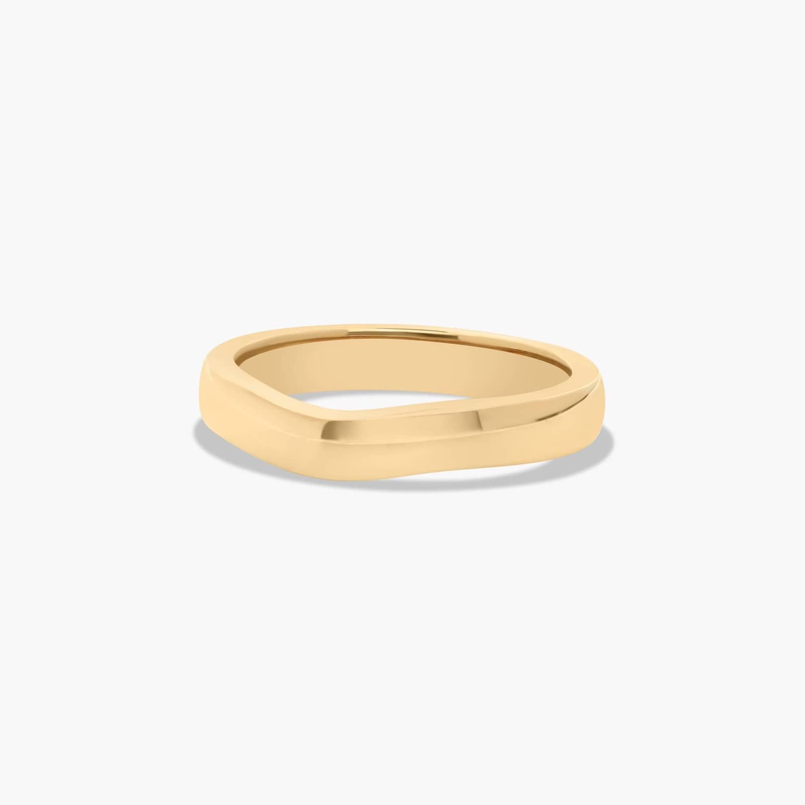 Cross Prong Thin Wedding Ring In 14K Yellow Gold (3.00mm)