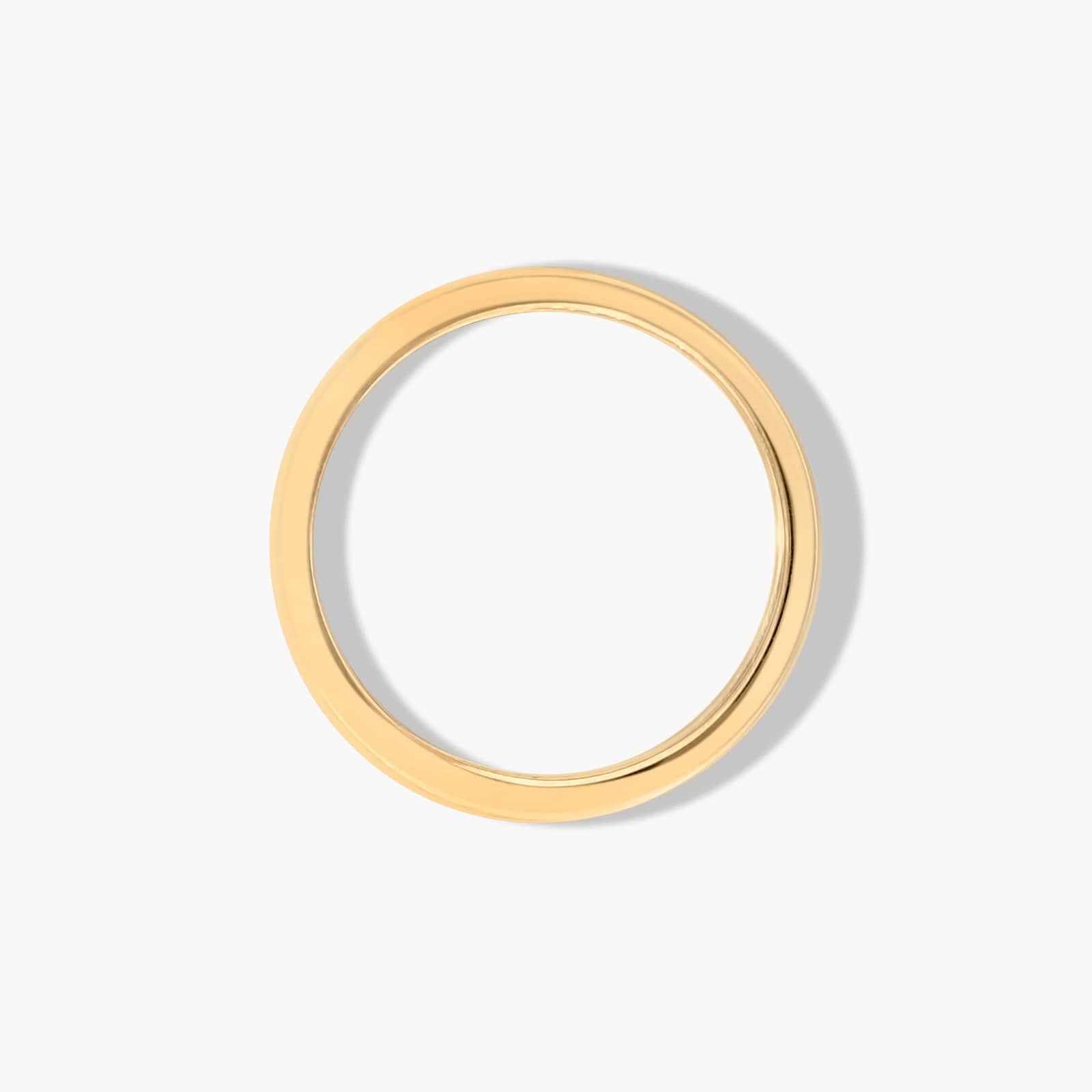 Cross Prong Thin Wedding Ring In 14K Yellow Gold (3.00mm)