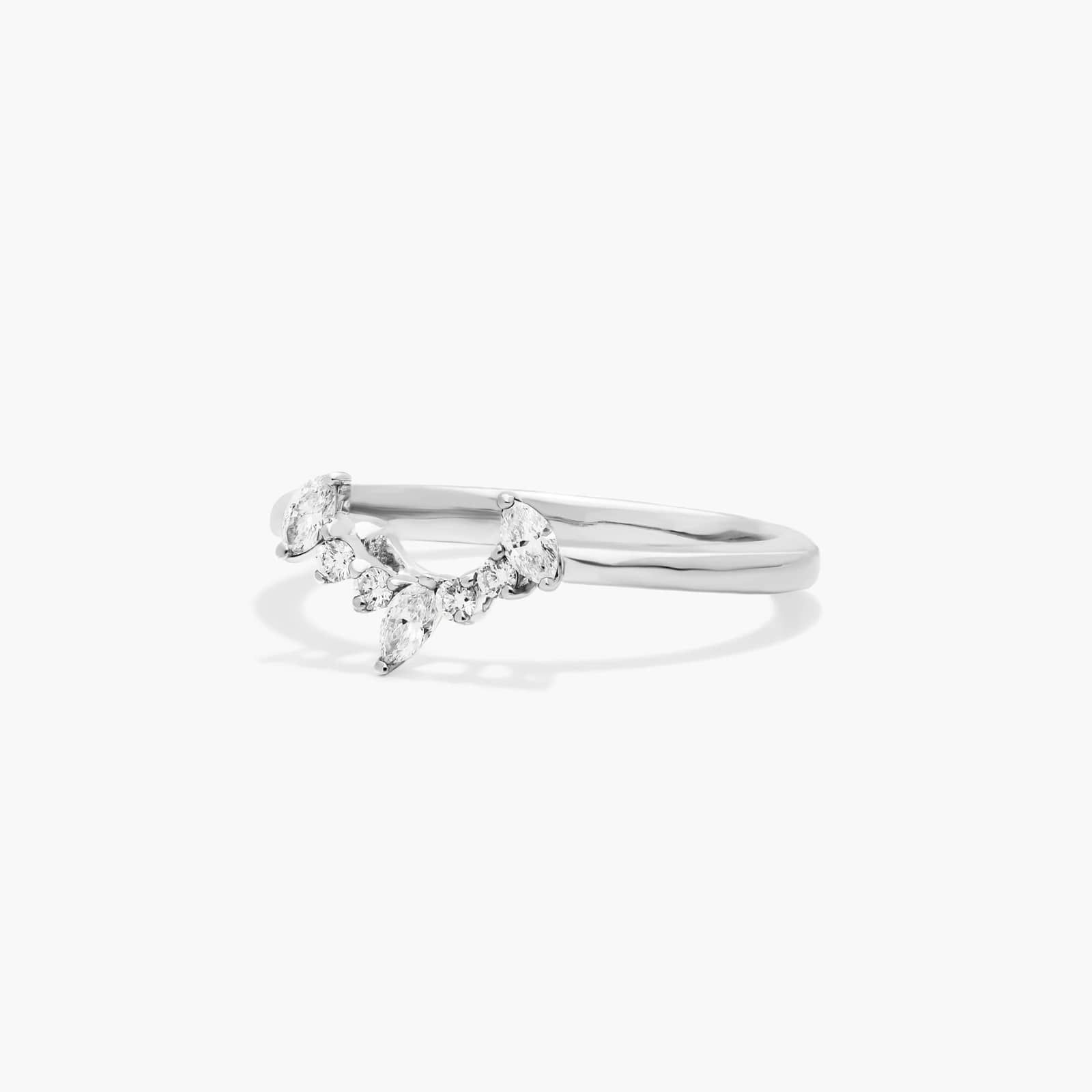 Half Halo Diamond Wedding Ring In 18K White Gold (2.00mm)