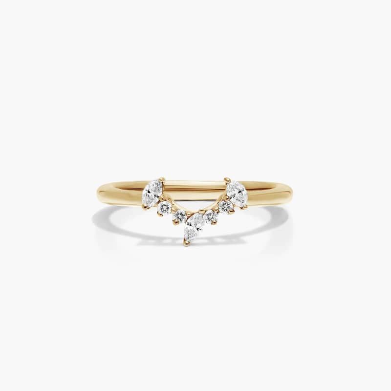 Half Halo Diamond Wedding Ring In 18K Yellow Gold (2.00mm)