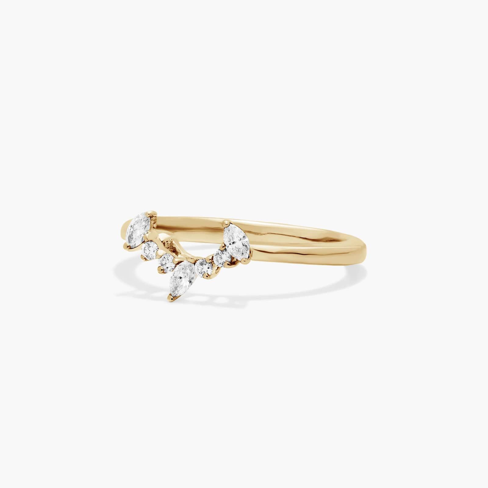 Half Halo Diamond Wedding Ring In 18K Yellow Gold (2.00mm)