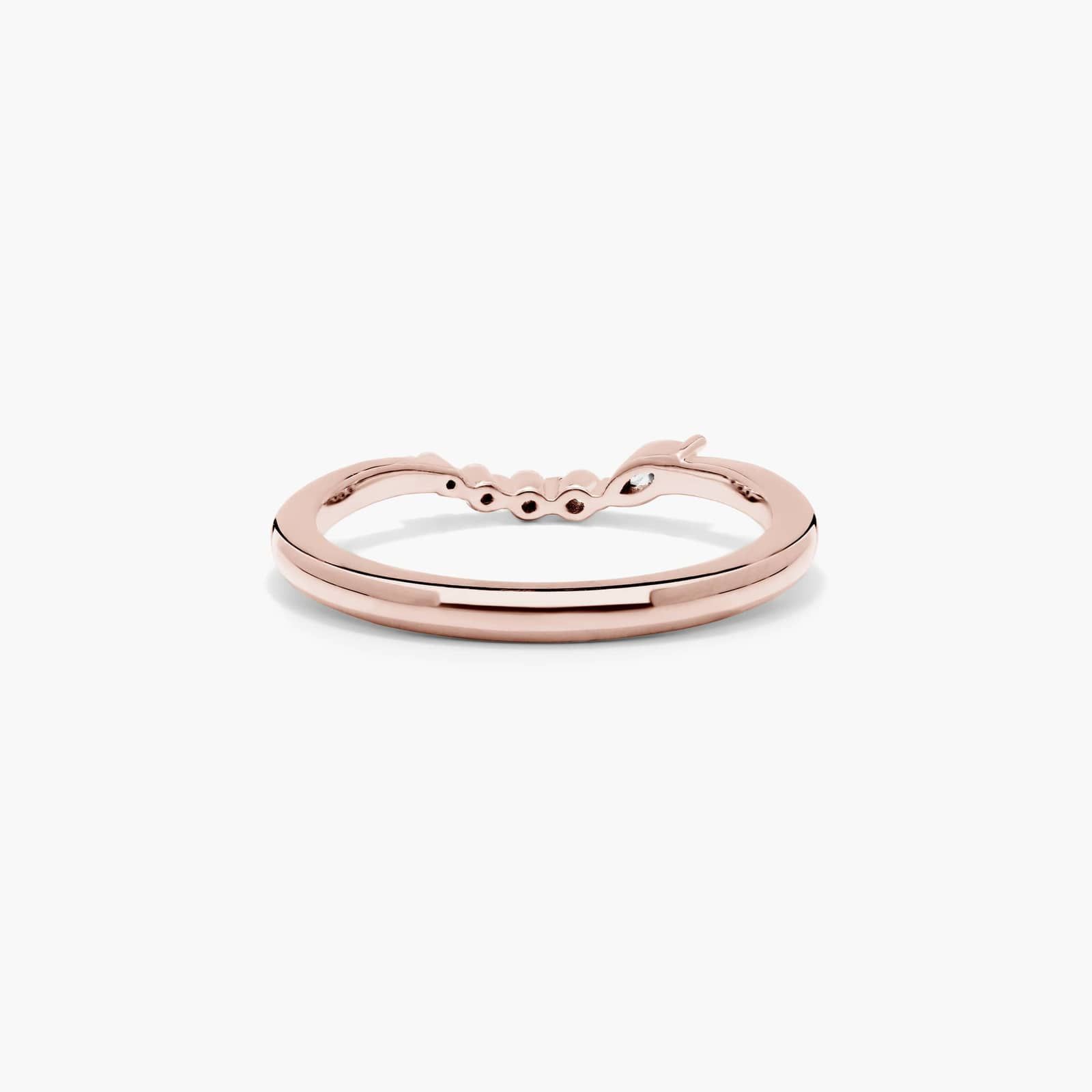 Marquise and Round Diamond Wave Wedding Ring In 14K Rose Gold (1.50mm)