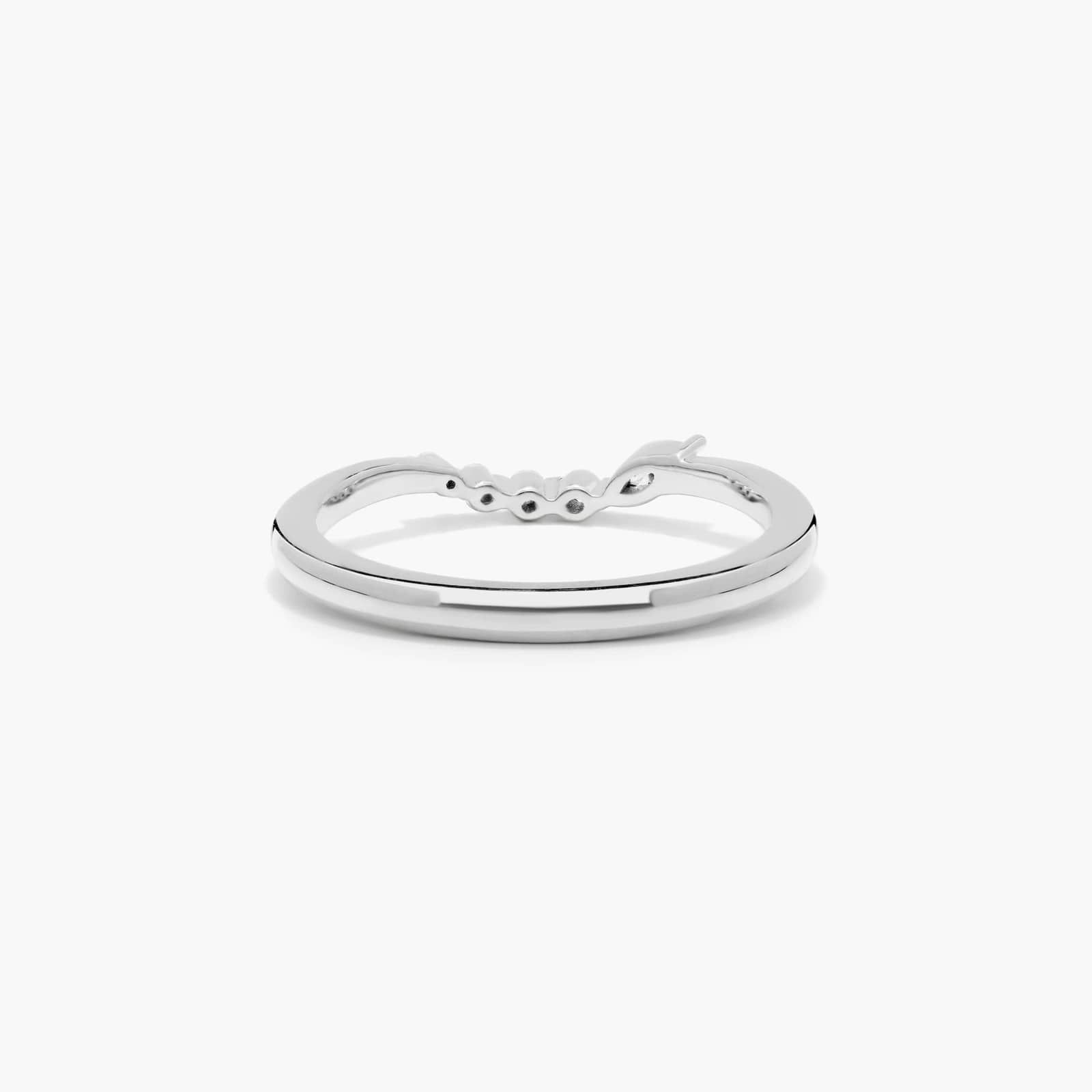 Marquise and Round Diamond Wave Wedding Ring In 14K White Gold (1.50mm)