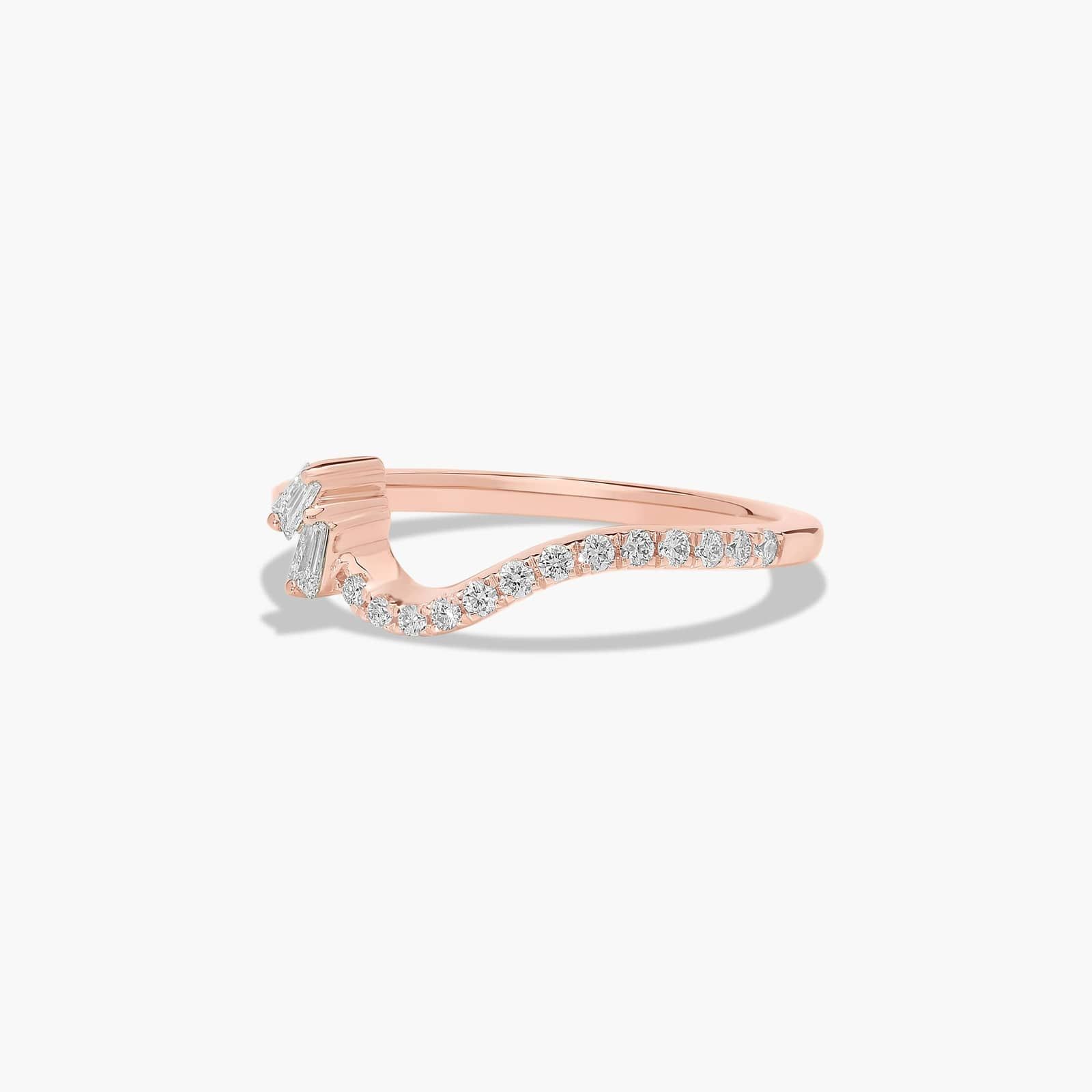 Feathered Contour Diamond Wedding Ring In 14K Rose Gold (1.50mm)
