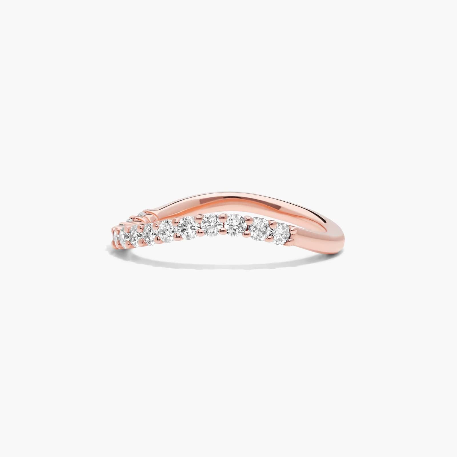 Sculptural Waves Diamond Wedding Ring in 14K Rose Gold with Prong Set Round Diamonds (2mm)