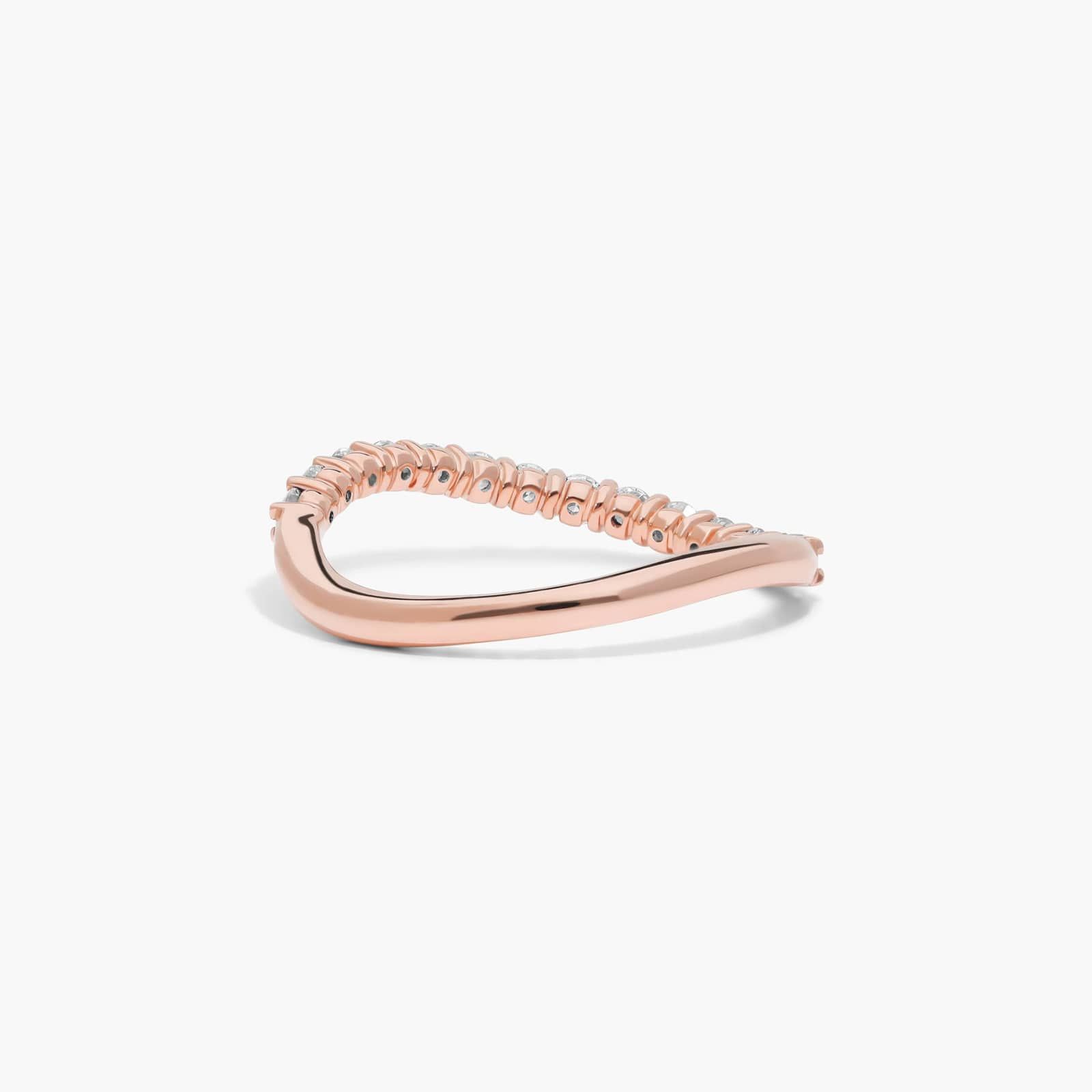 Sculptural Waves Diamond Wedding Ring in 14K Rose Gold with Prong Set Round Diamonds (2mm)