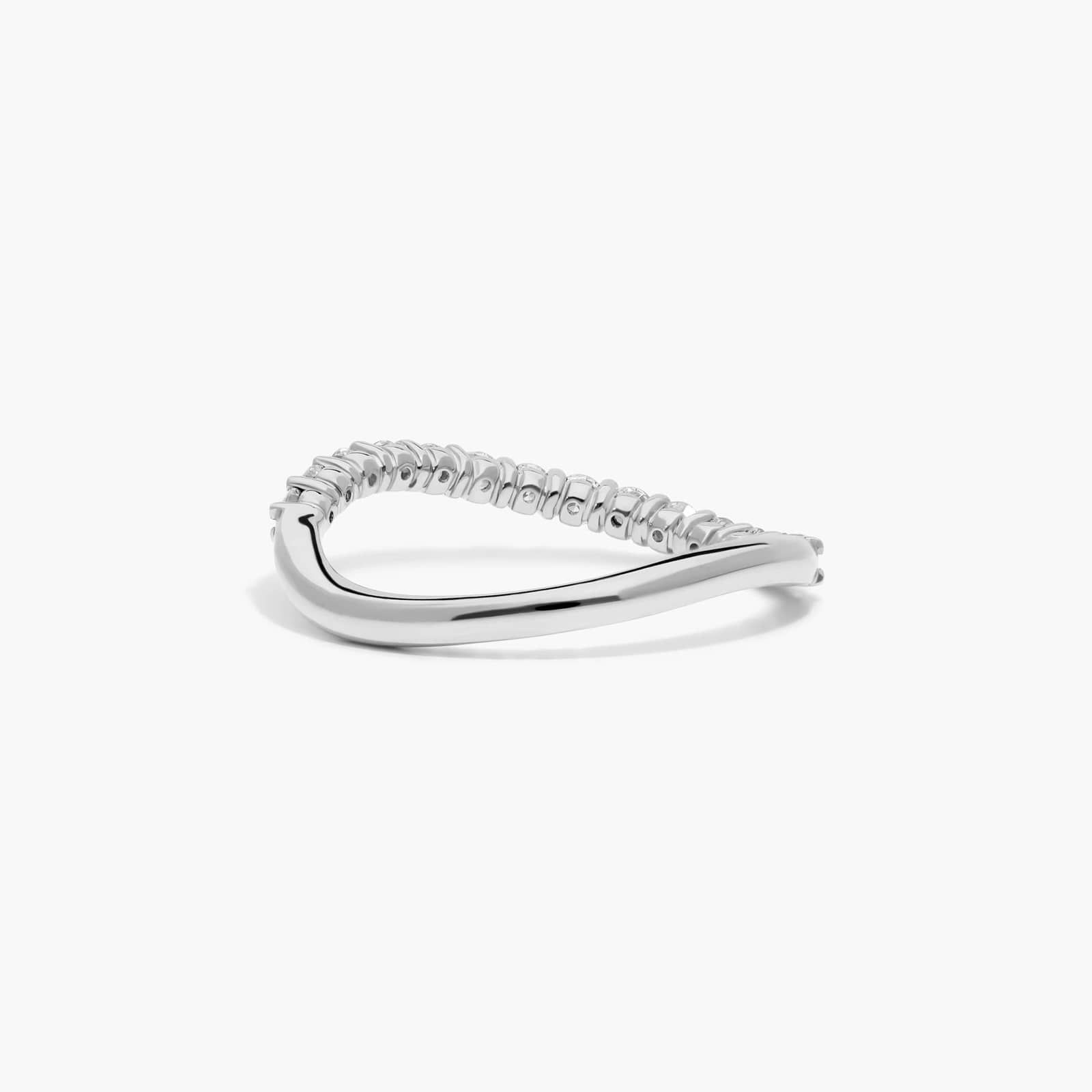 Sculptural Waves Diamond Wedding Ring in Platinum with Prong Set Round Diamonds (2mm)