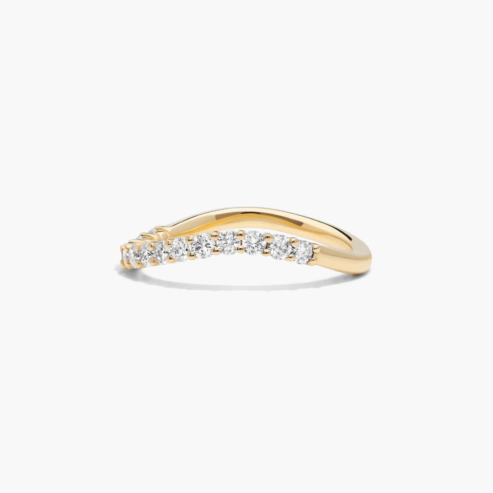 Sculptural Waves Diamond Wedding Ring in 18K Yellow Gold with Prong Set Round Diamonds (2mm)