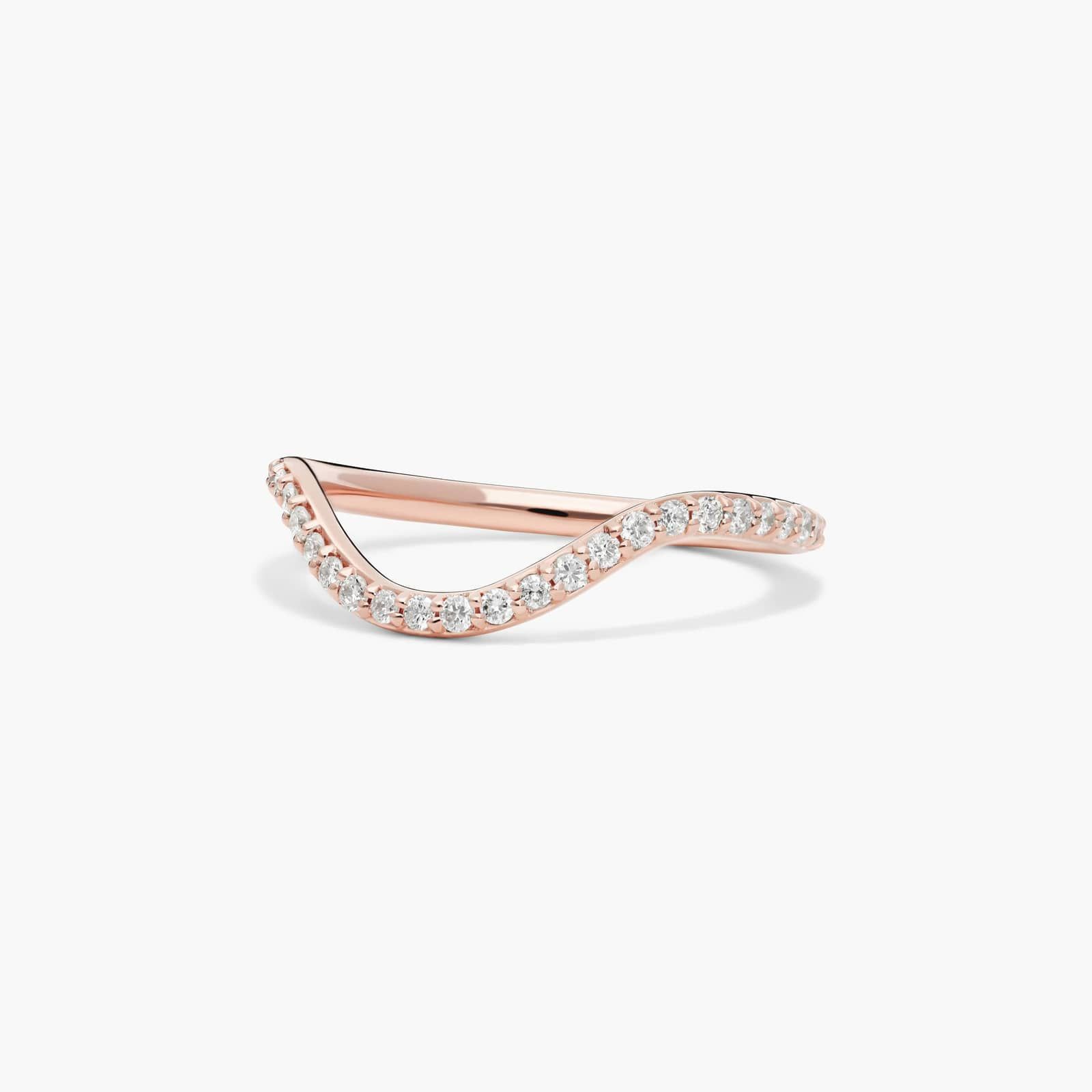 Sculptural Waves Diamond Wedding Ring in 14K Rose Gold with Prong Set Round Diamonds (2mm)