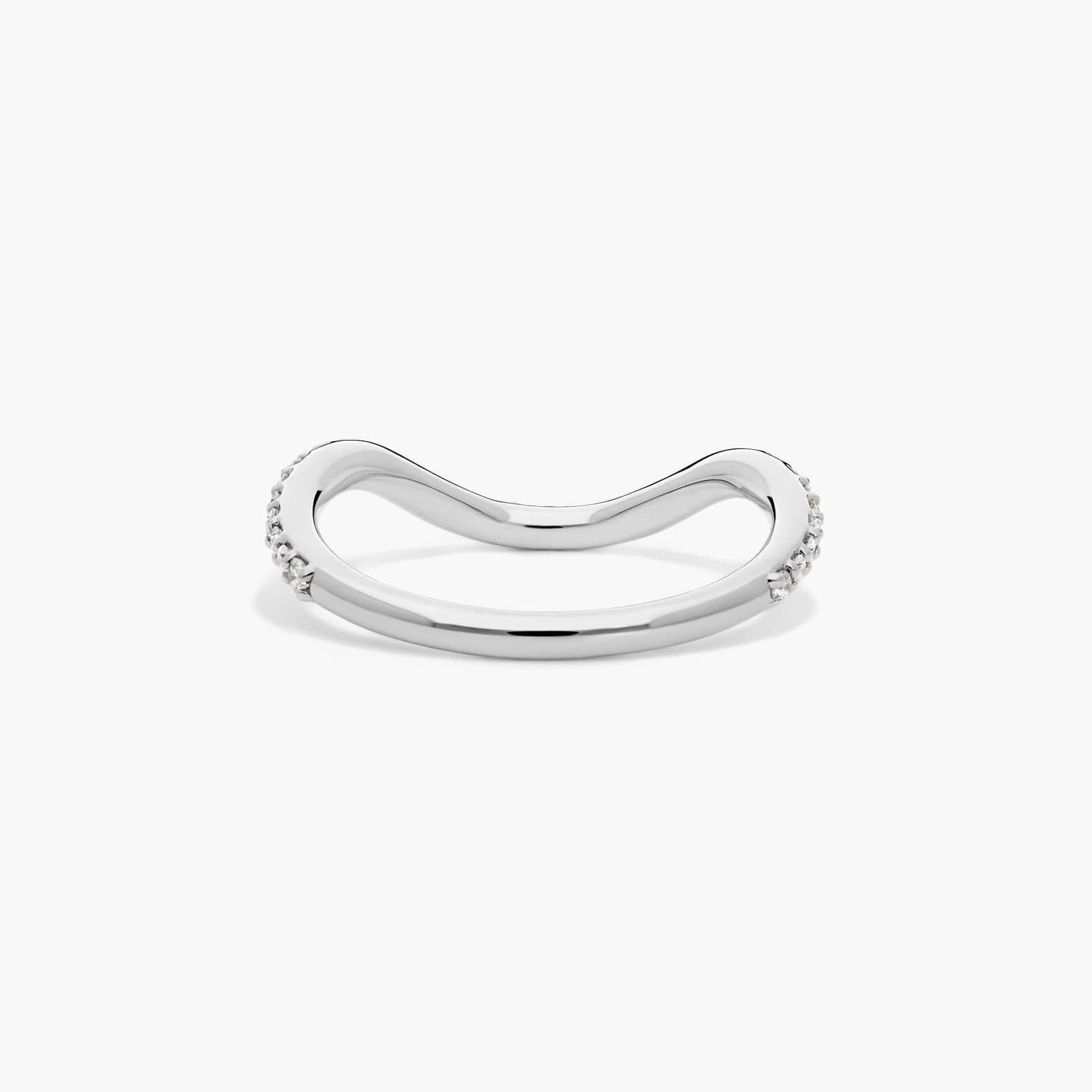 Sculptural Waves Diamond Wedding Ring in 14K White Gold with Prong Set Round Diamonds (2mm)