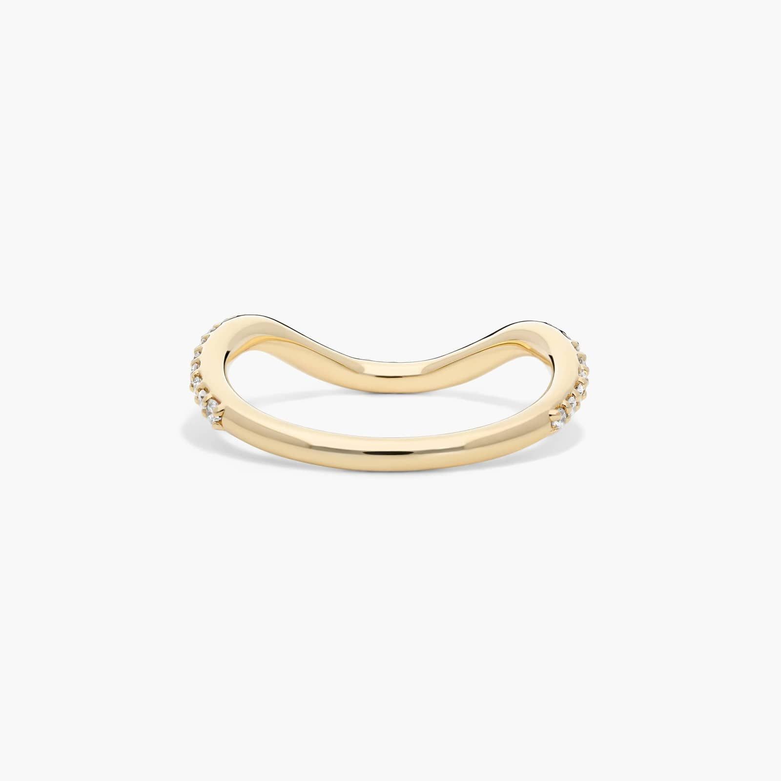 Sculptural Waves Diamond Wedding Ring in 18K Yellow Gold with Prong Set Round Diamonds (2mm)