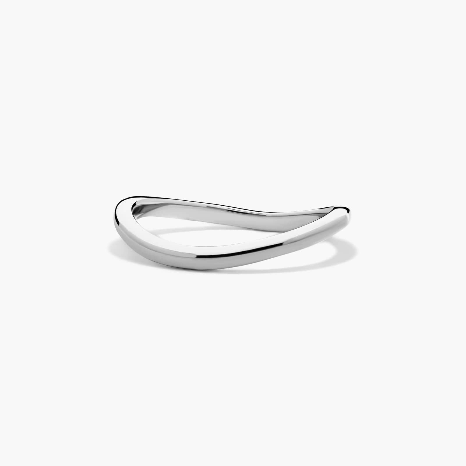 Sculptural Waves Curved Wedding Ring in 14K White Gold (2mm)