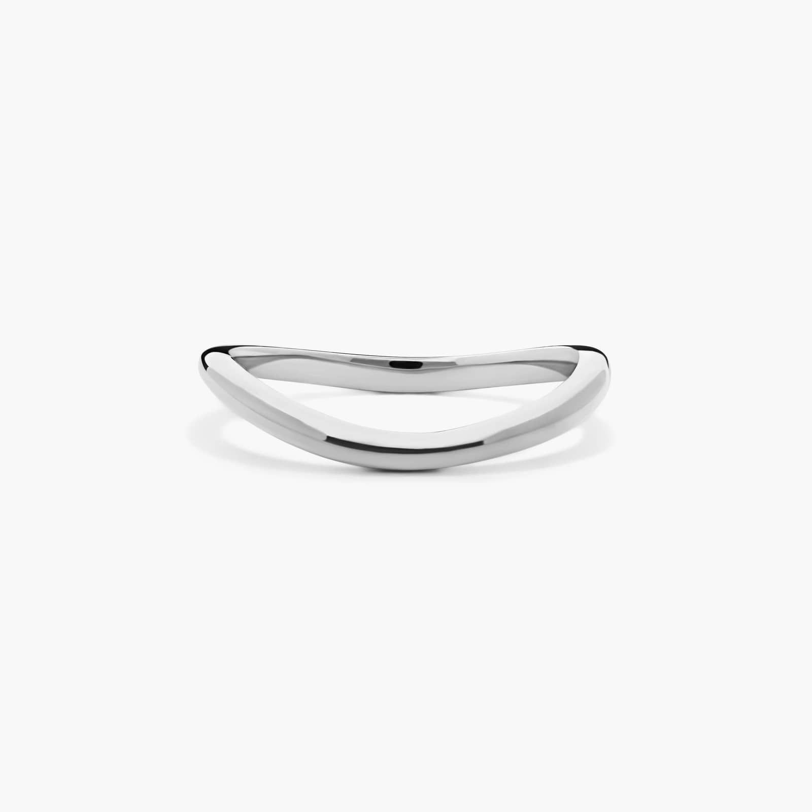 Sculptural Waves Curved Wedding Ring in 14K White Gold (2mm)