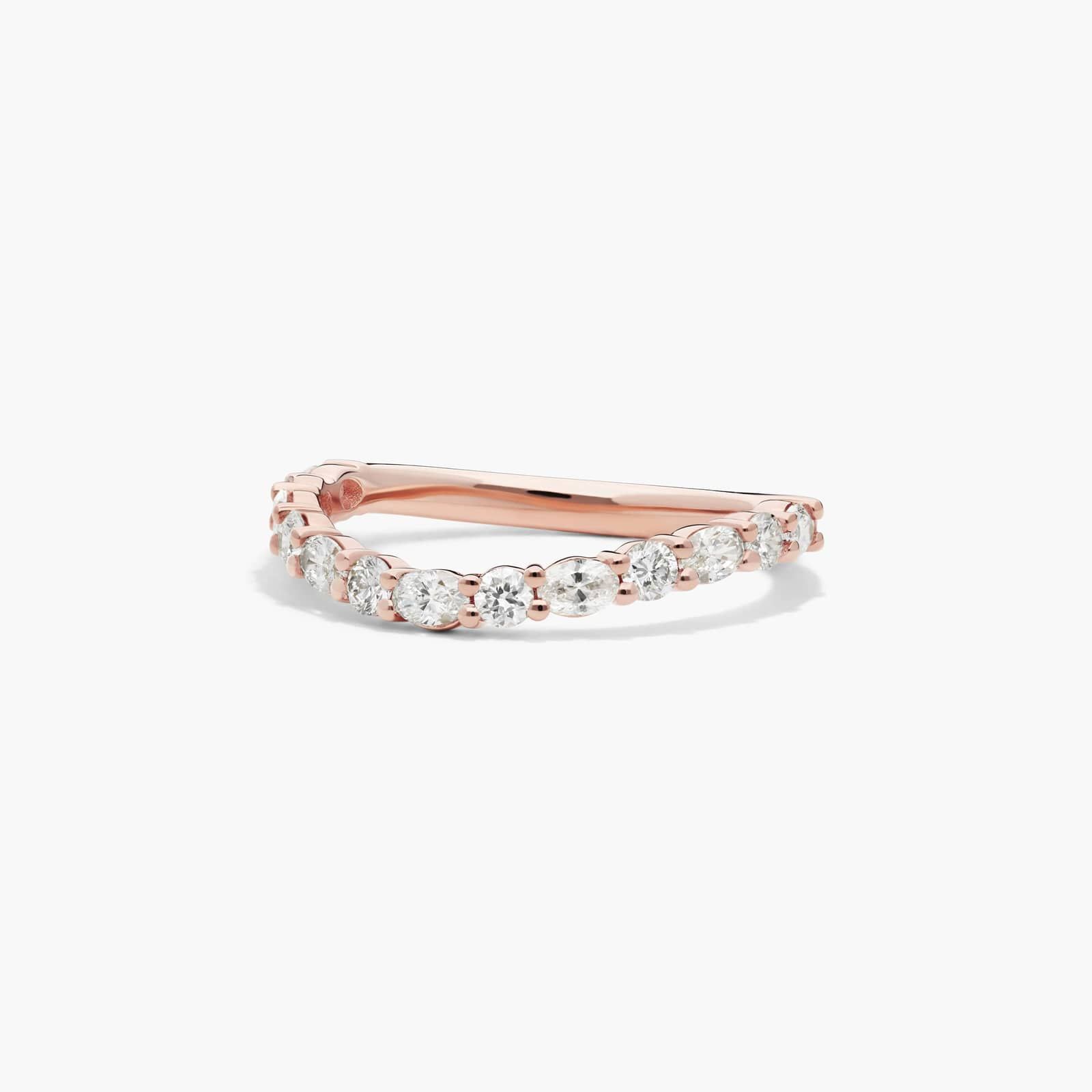 Sculptural Waves Diamond Wedding Ring in 14K Rose Gold with Prong Set Round & Oval Diamonds (2.3mm)