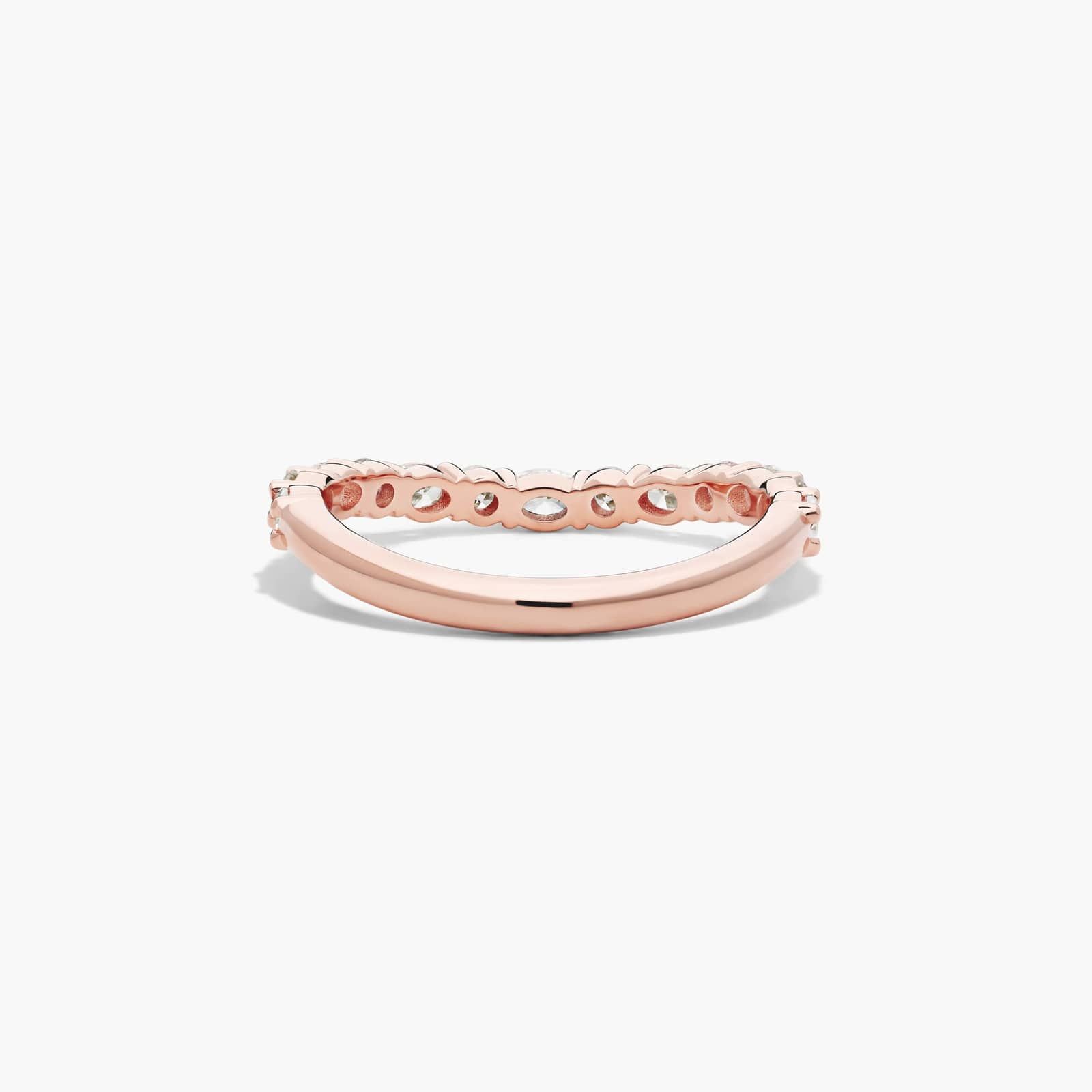 Sculptural Waves Diamond Wedding Ring in 14K Rose Gold with Prong Set Round & Oval Diamonds (2.3mm)