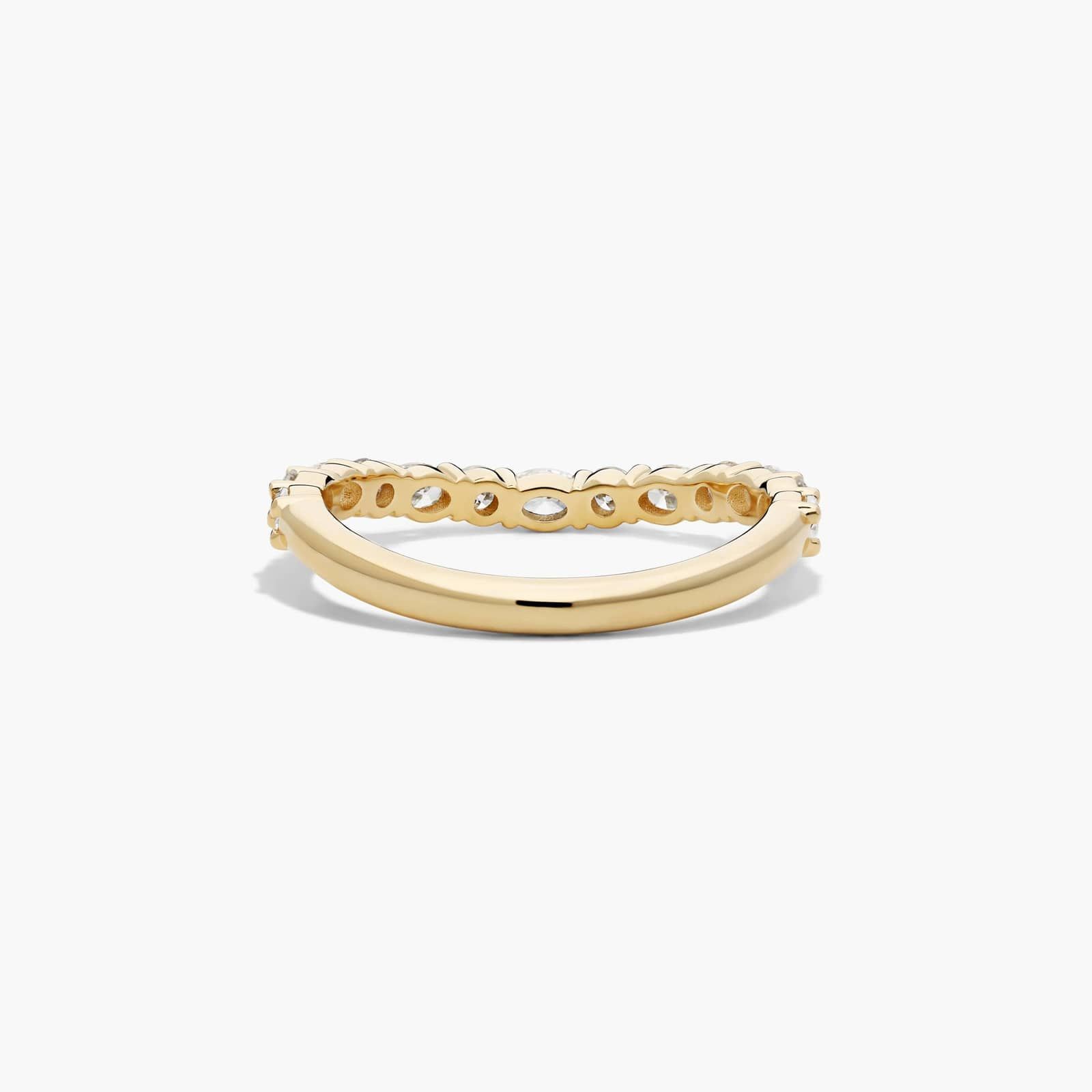 Sculptural Waves Diamond Wedding Ring in 18K Yellow Gold with Prong Set Round & Oval Diamonds (2.3mm)