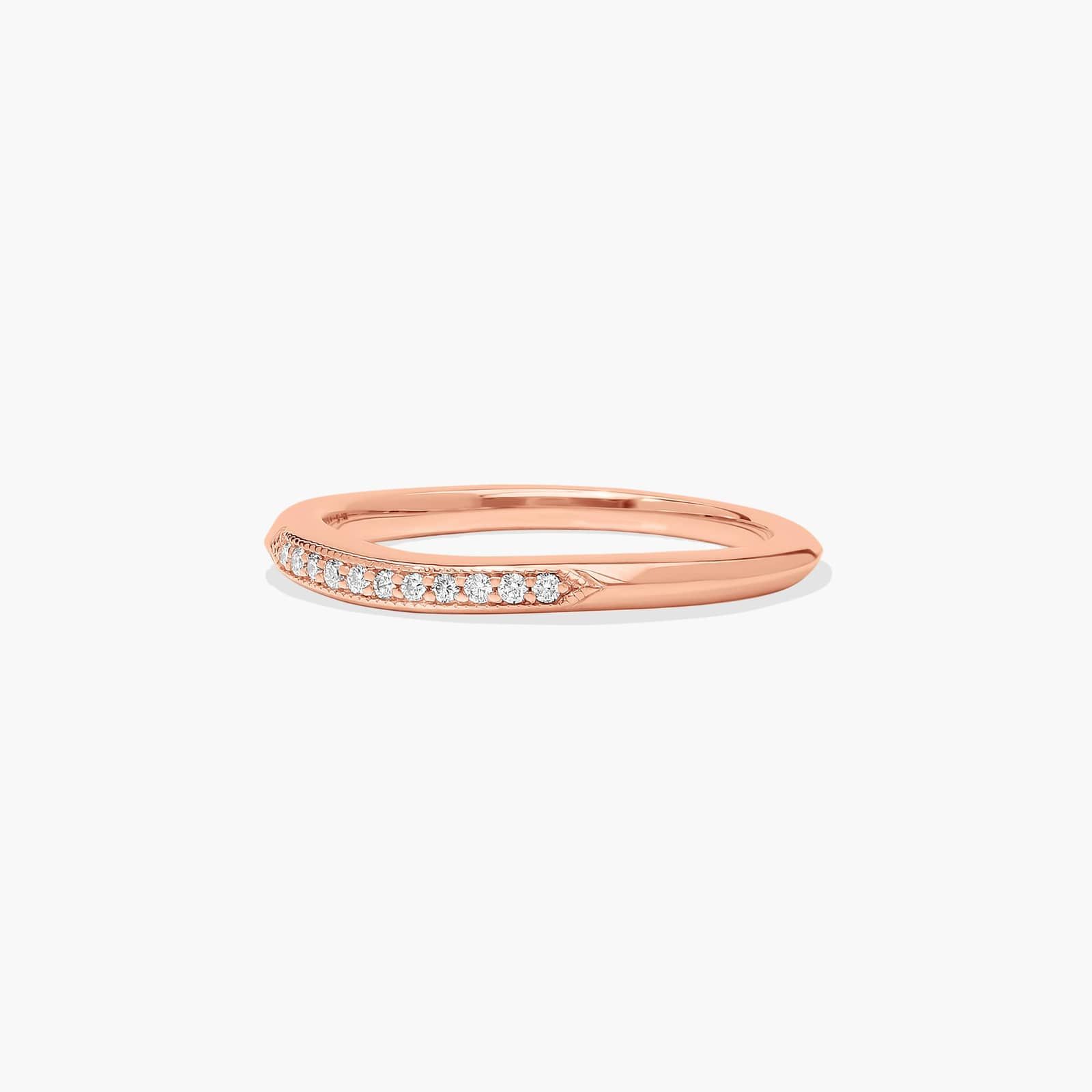 Modern Fleur-De-Lis Pavé Diamond Wedding Ring In 14K Rose Gold (1.50mm)