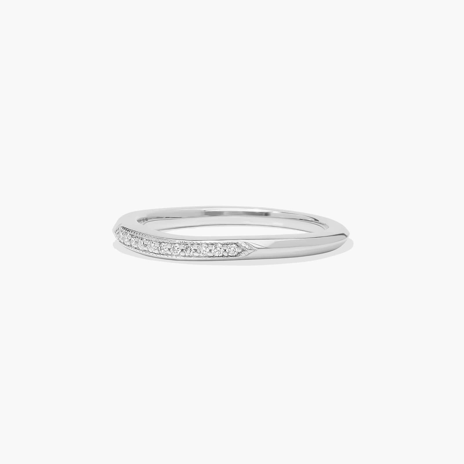Modern Fleur-De-Lis Pavé Diamond Wedding Ring In 14K White Gold (1.50mm)